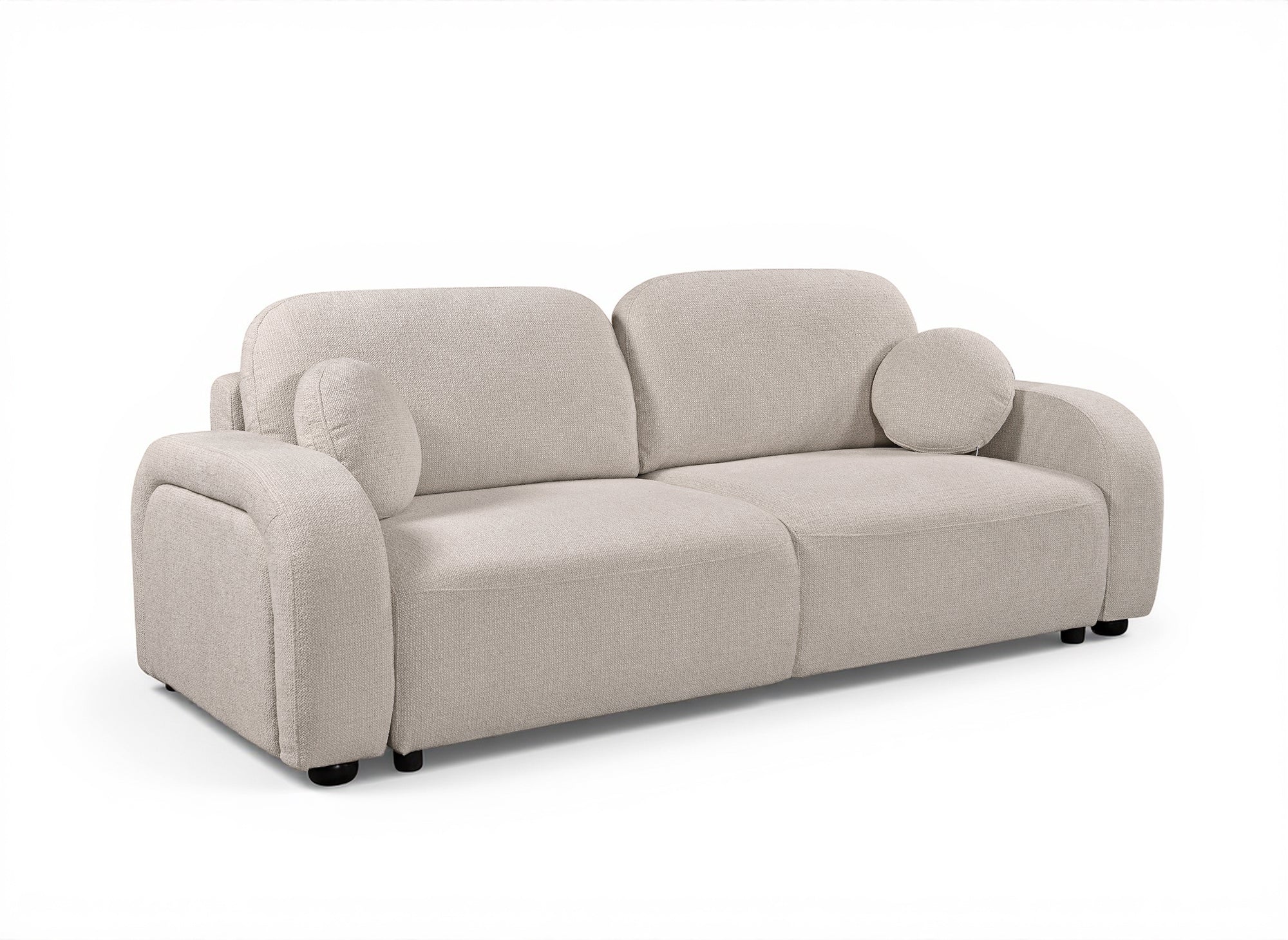 Canapé convertible 3 places en tissu bouclette beige MAYORA