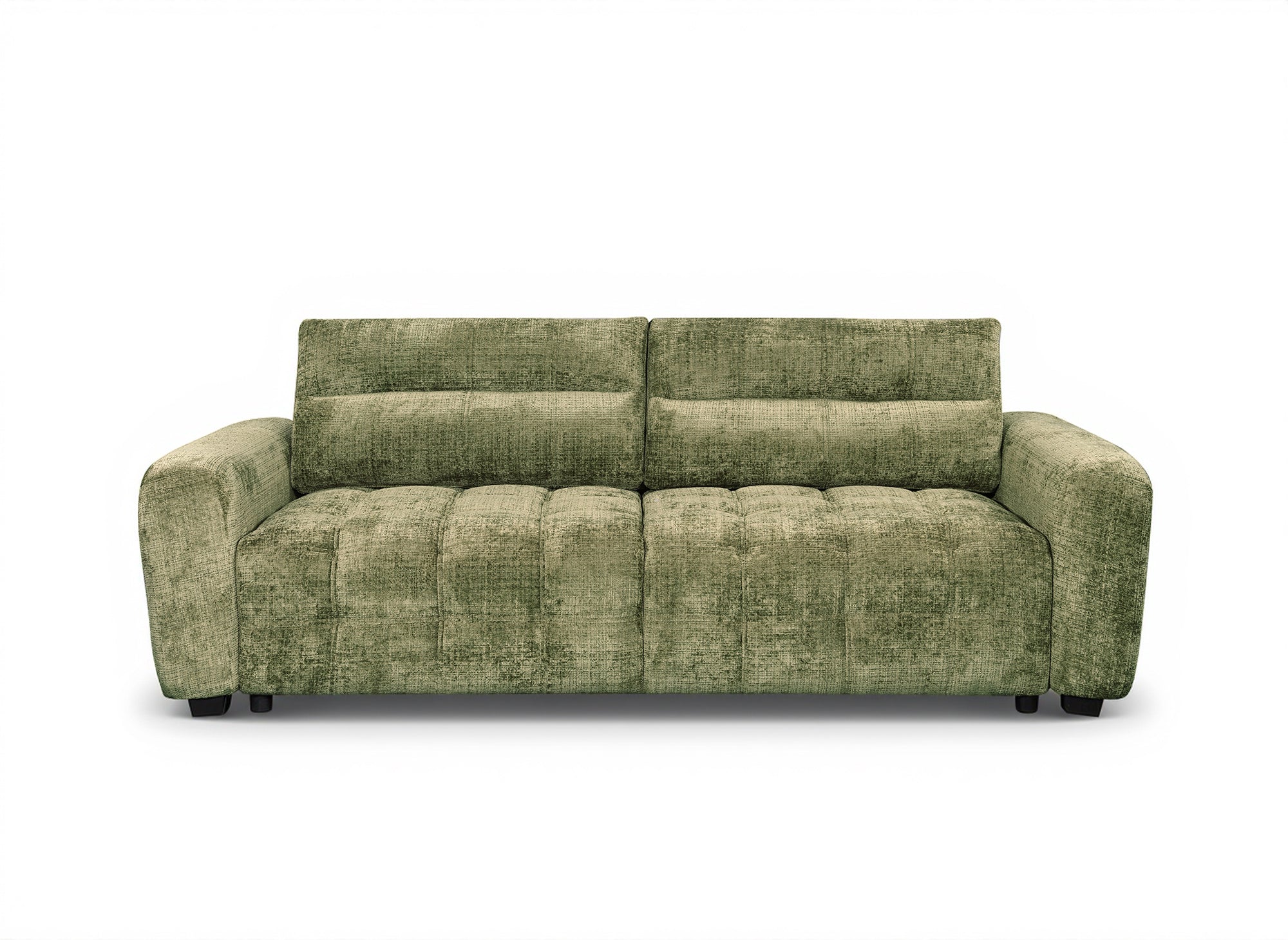 Canapé convertible avec coffre 3 places en velours chiné vert olive RALYA