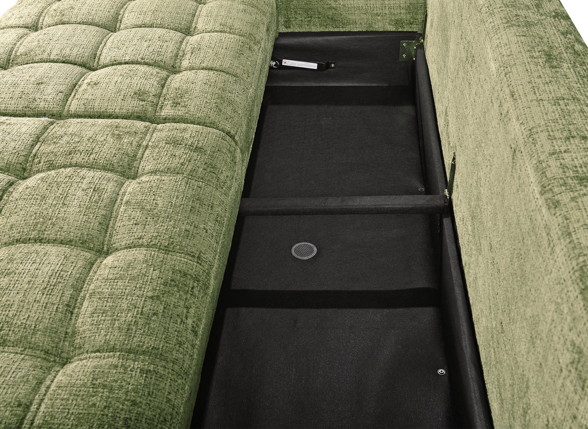 Canapé convertible avec coffre 3 places en velours chiné vert olive RALYA