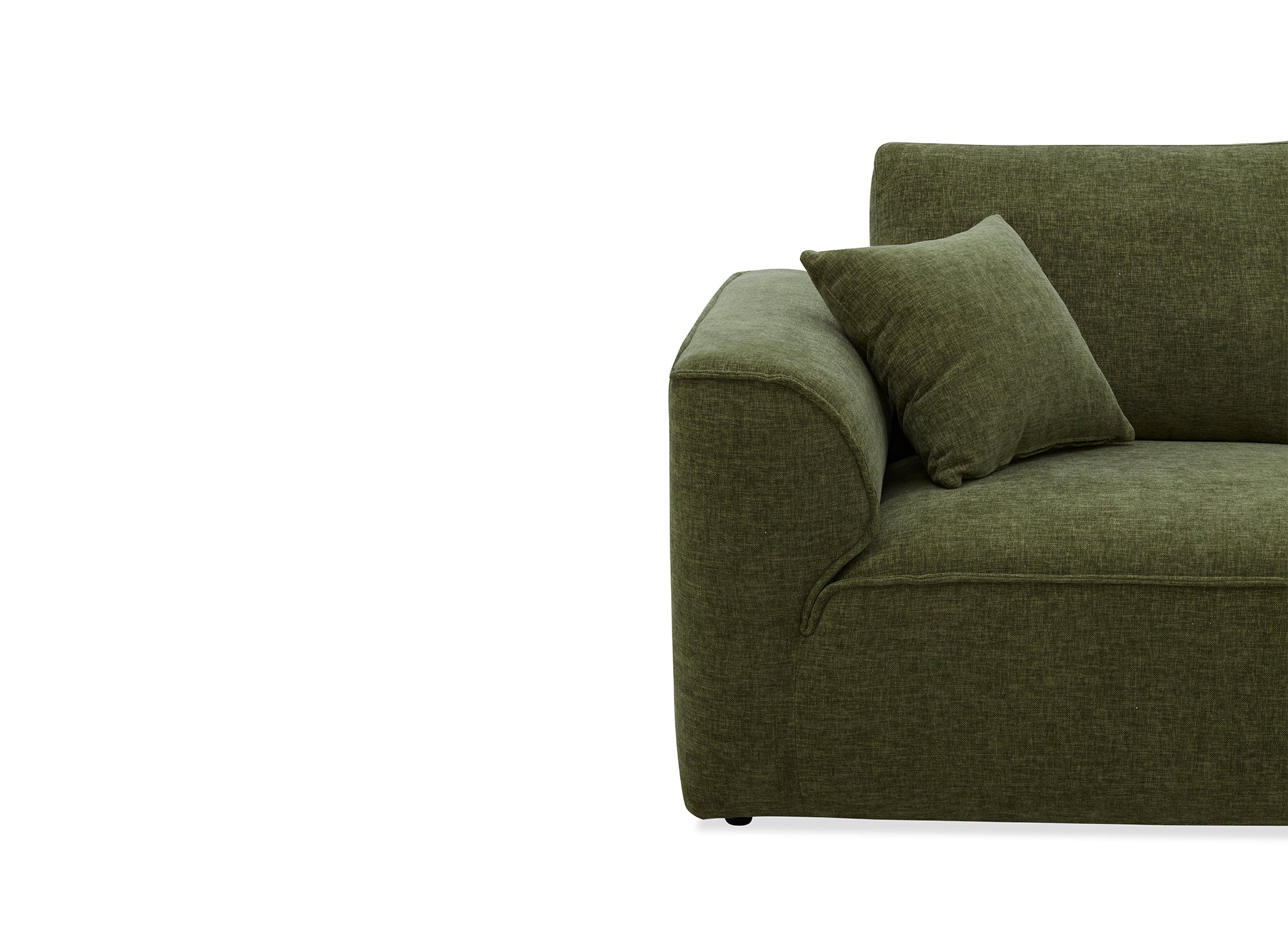 Canapé droit 3 places en velours chiné vert olive ABELIA