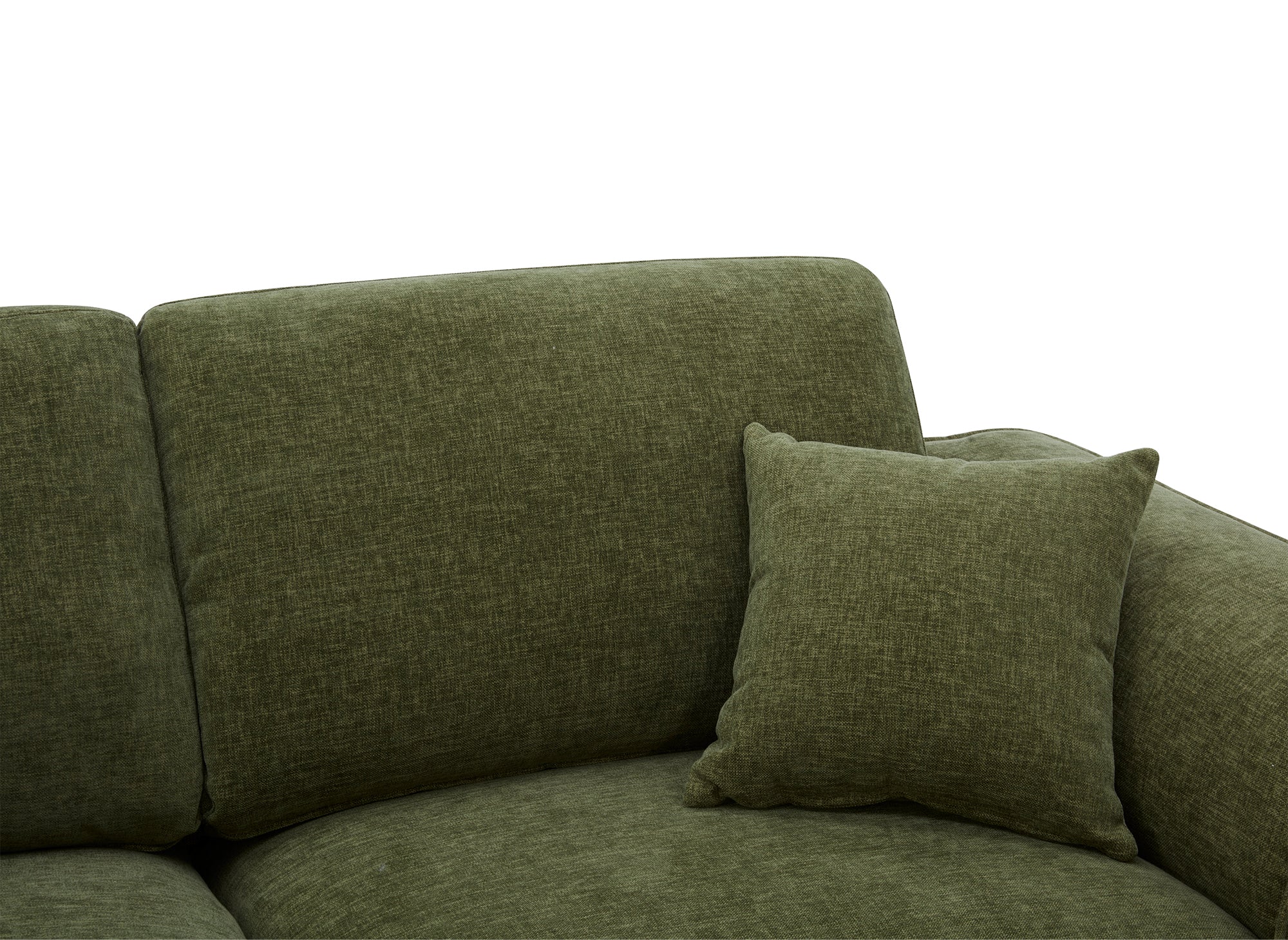 Canapé droit 3 places en velours chiné vert olive ABELIA