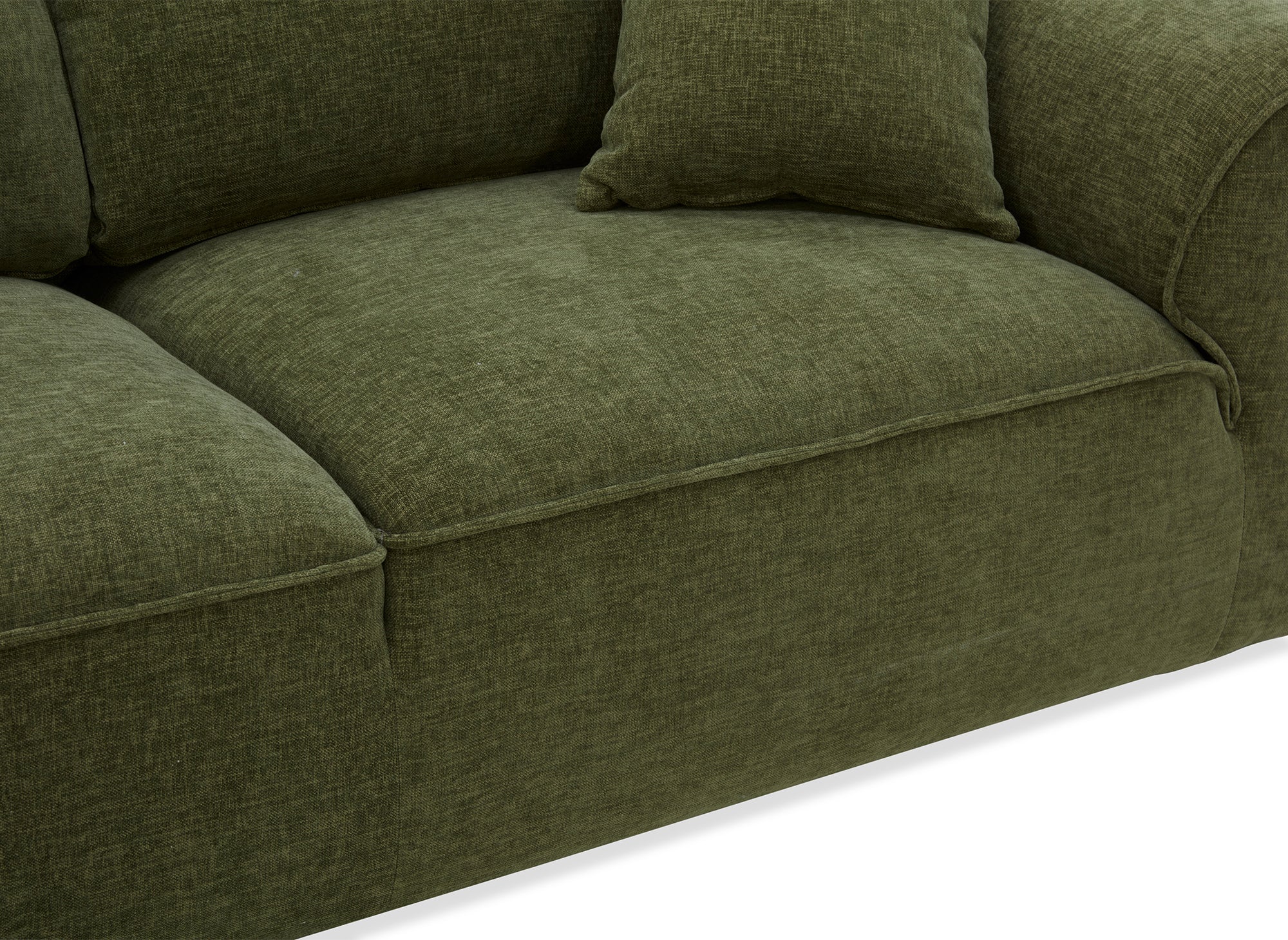 Canapé droit 3 places en velours chiné vert olive ABELIA