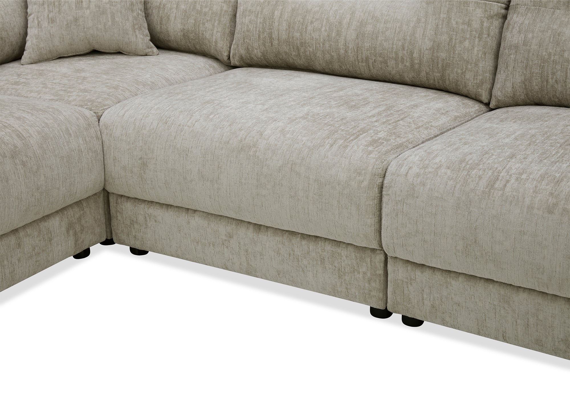 Canapé d'angle en velours chiné taupe BALIANE