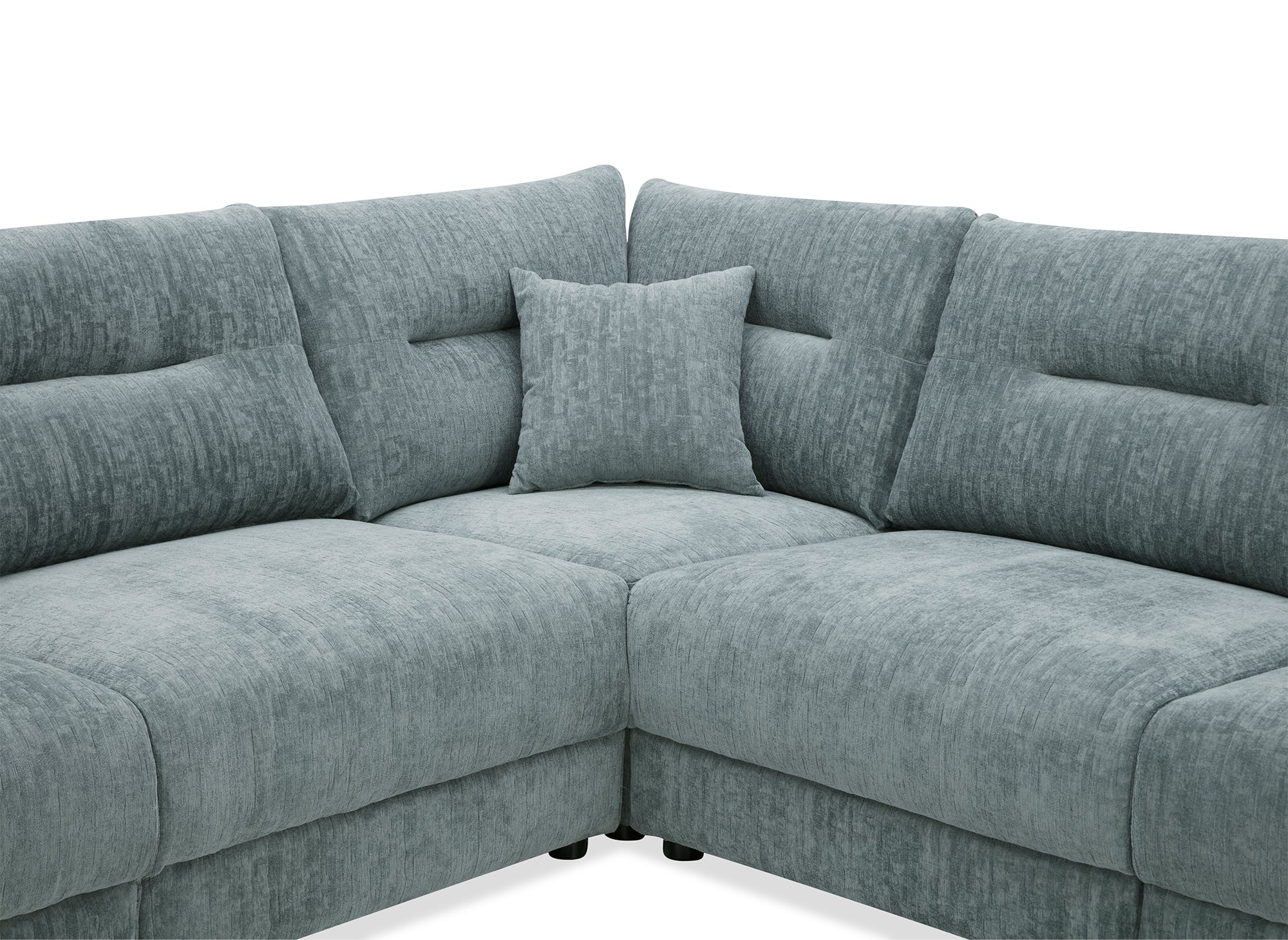 Canapé d'angle en velours chiné bleu BALIANE