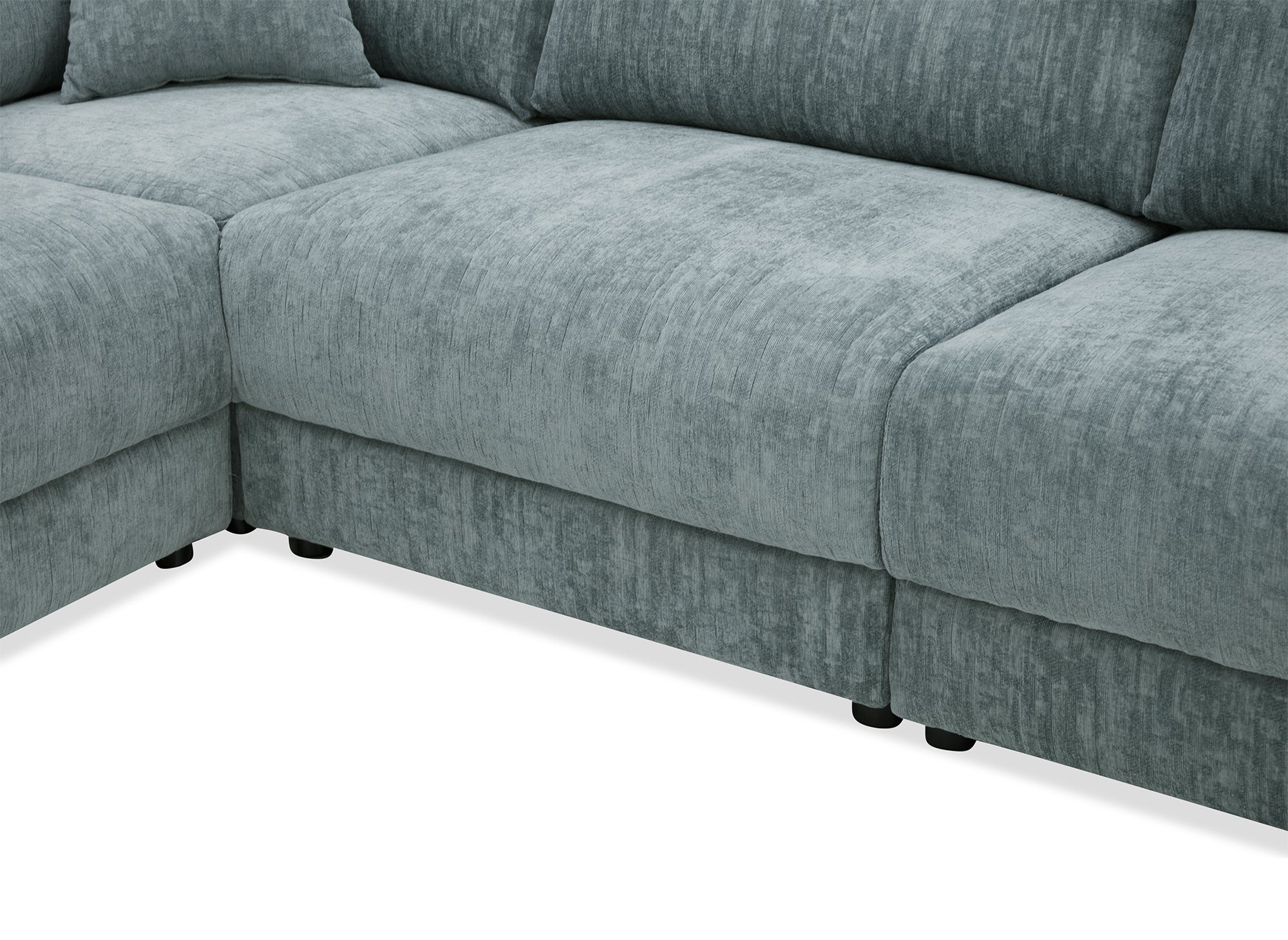 Canapé d'angle en velours chiné bleu BALIANE