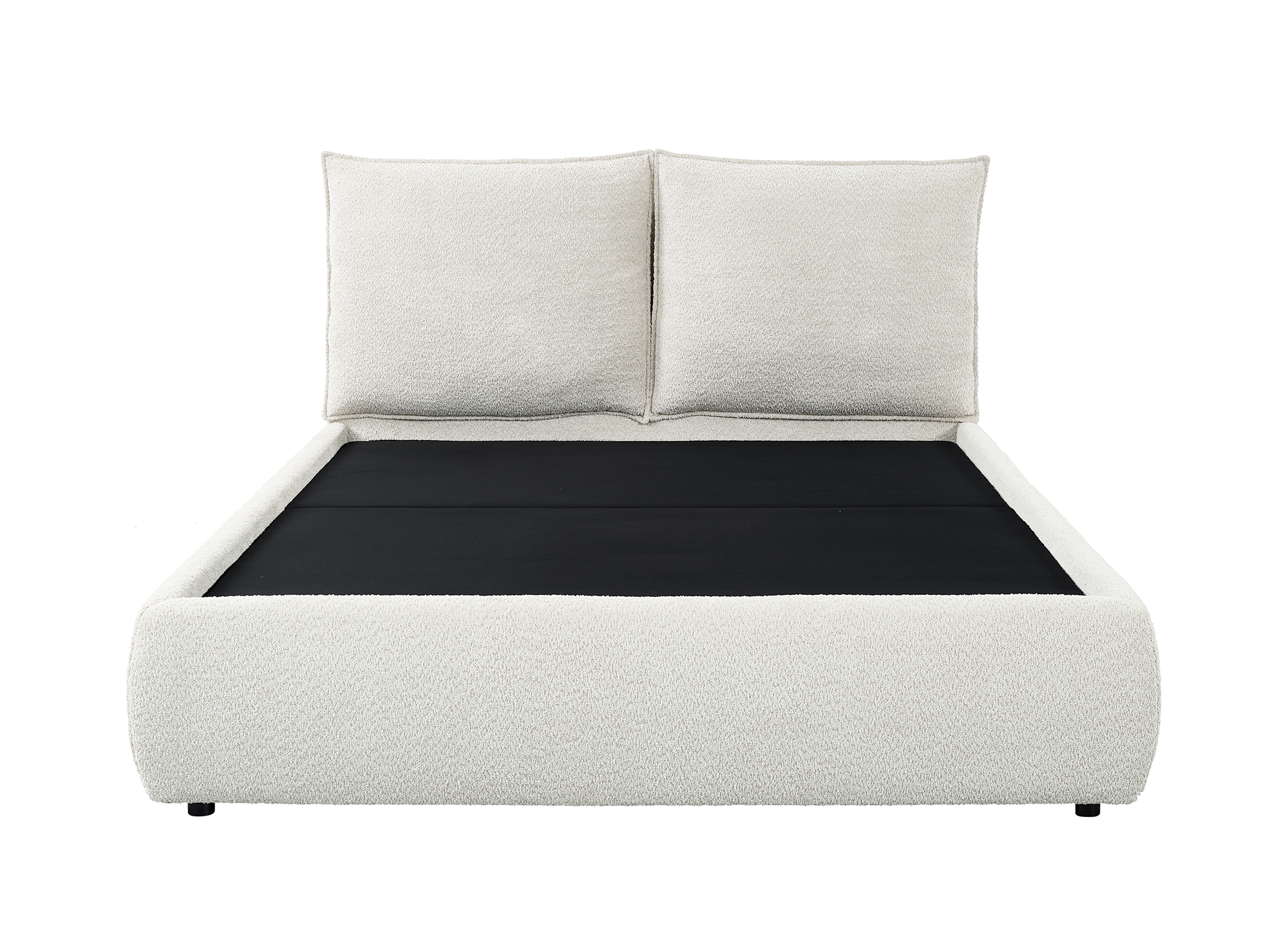 Lit coffre en tissu bouclette beige 180x200 cm MELY