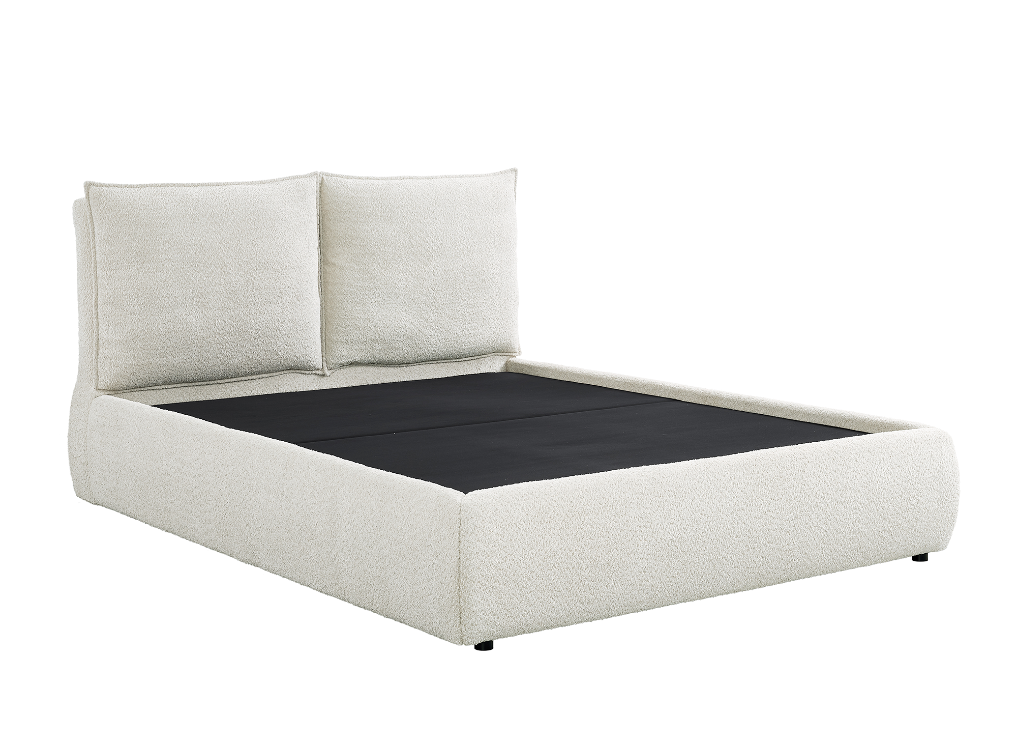 Lit coffre en tissu bouclette beige 180x200 cm MELY