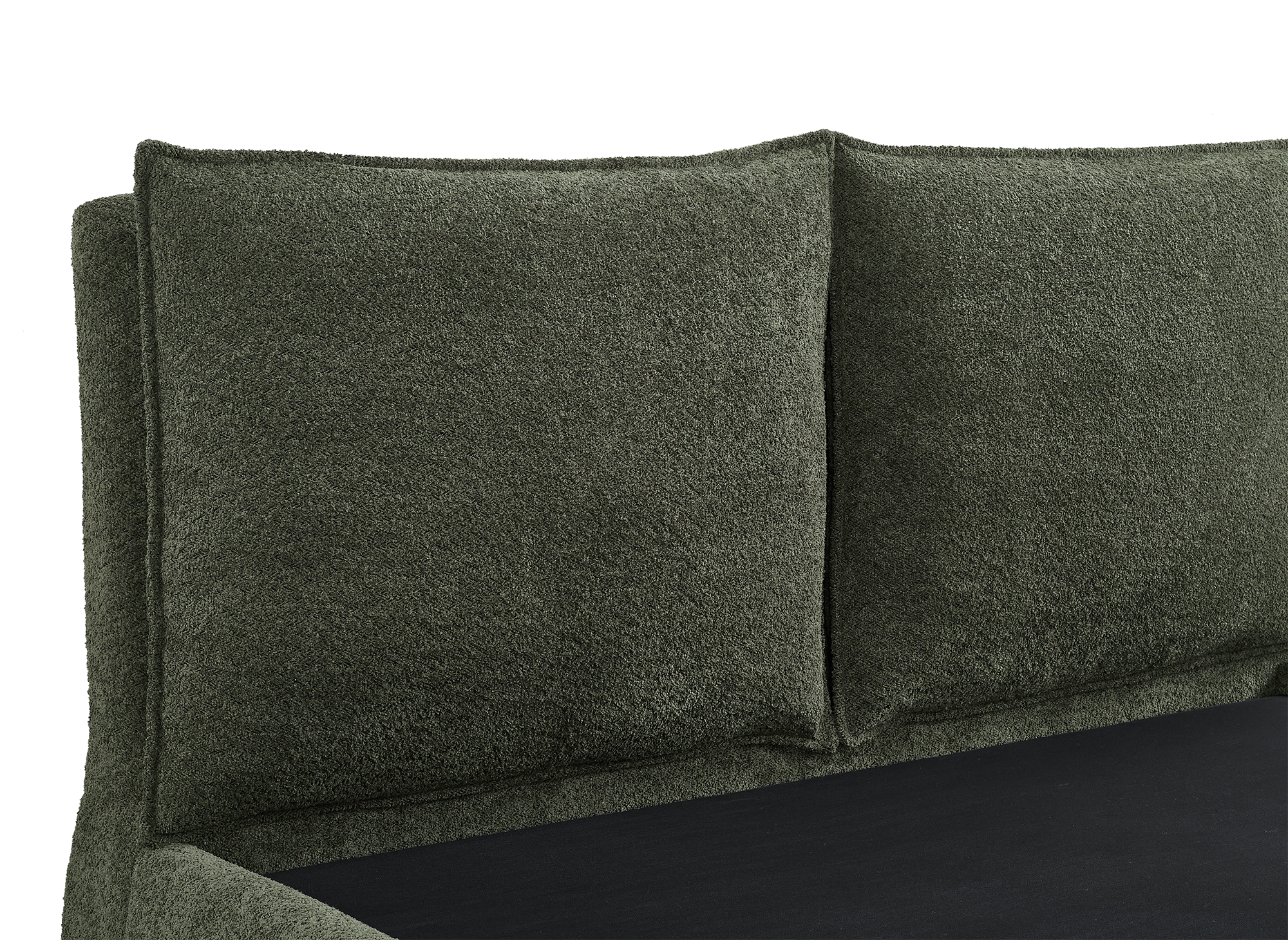 Lit coffre en tissu bouclette vert olive 140x190 cm MELY