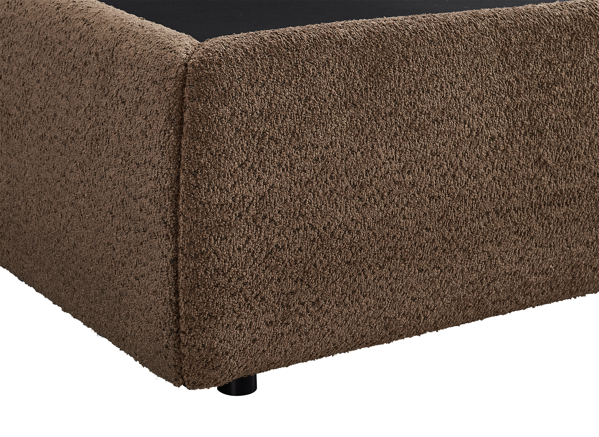 Lit coffre en tissu bouclette marron 180x200 cm MELY