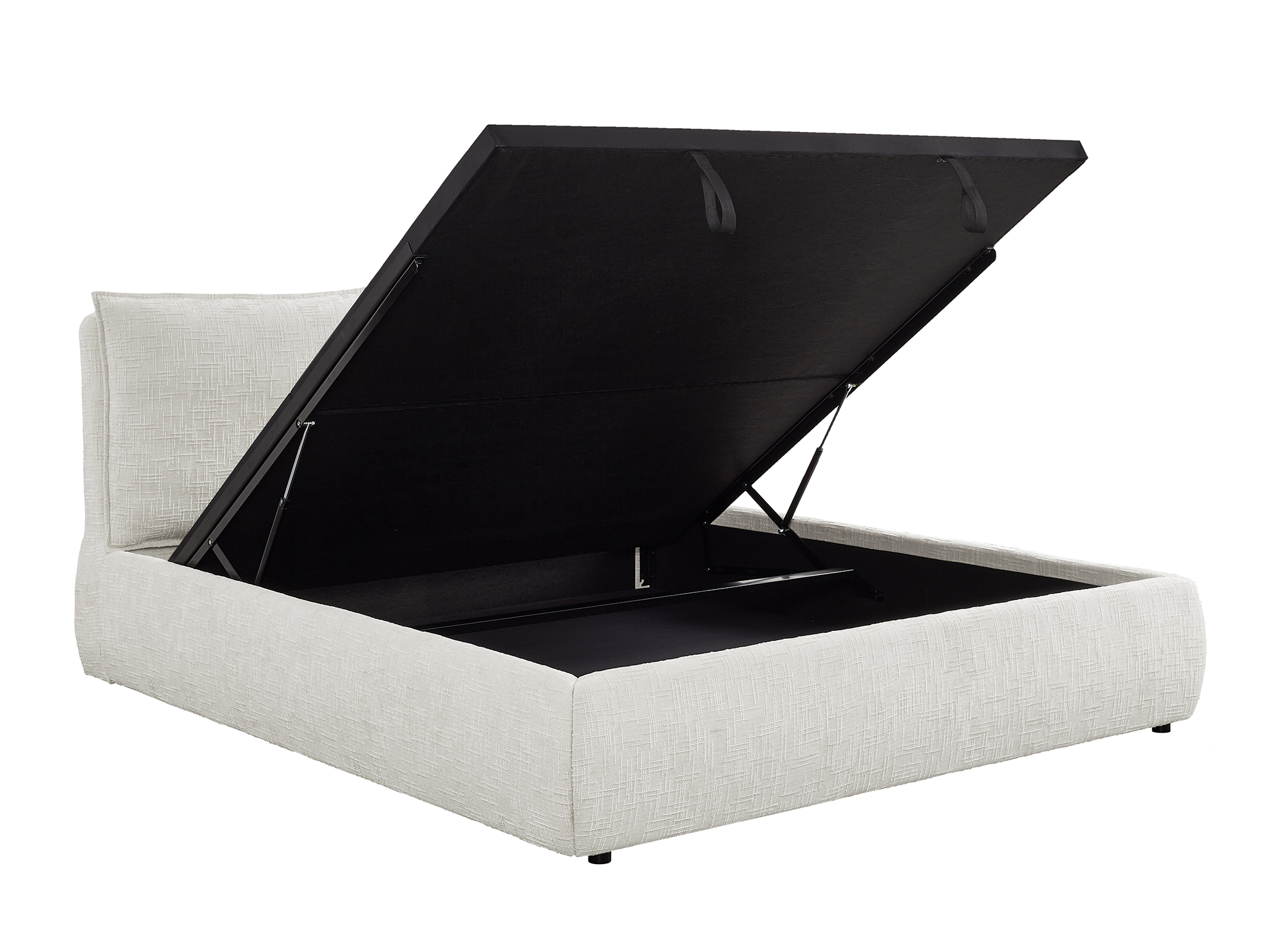 Lit coffre en velours chiné beige 160x200 cm MELY