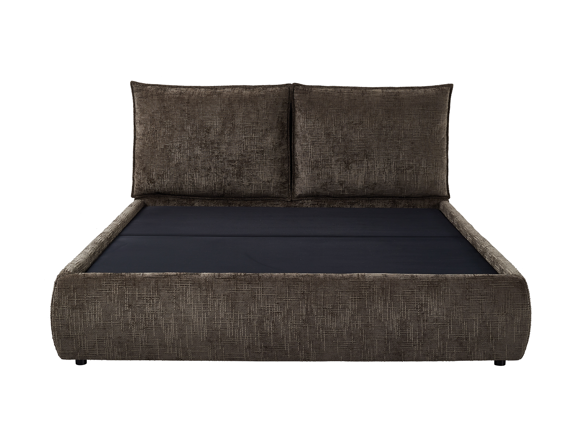Lit coffre en velours chiné marron 160x200 cm MELY