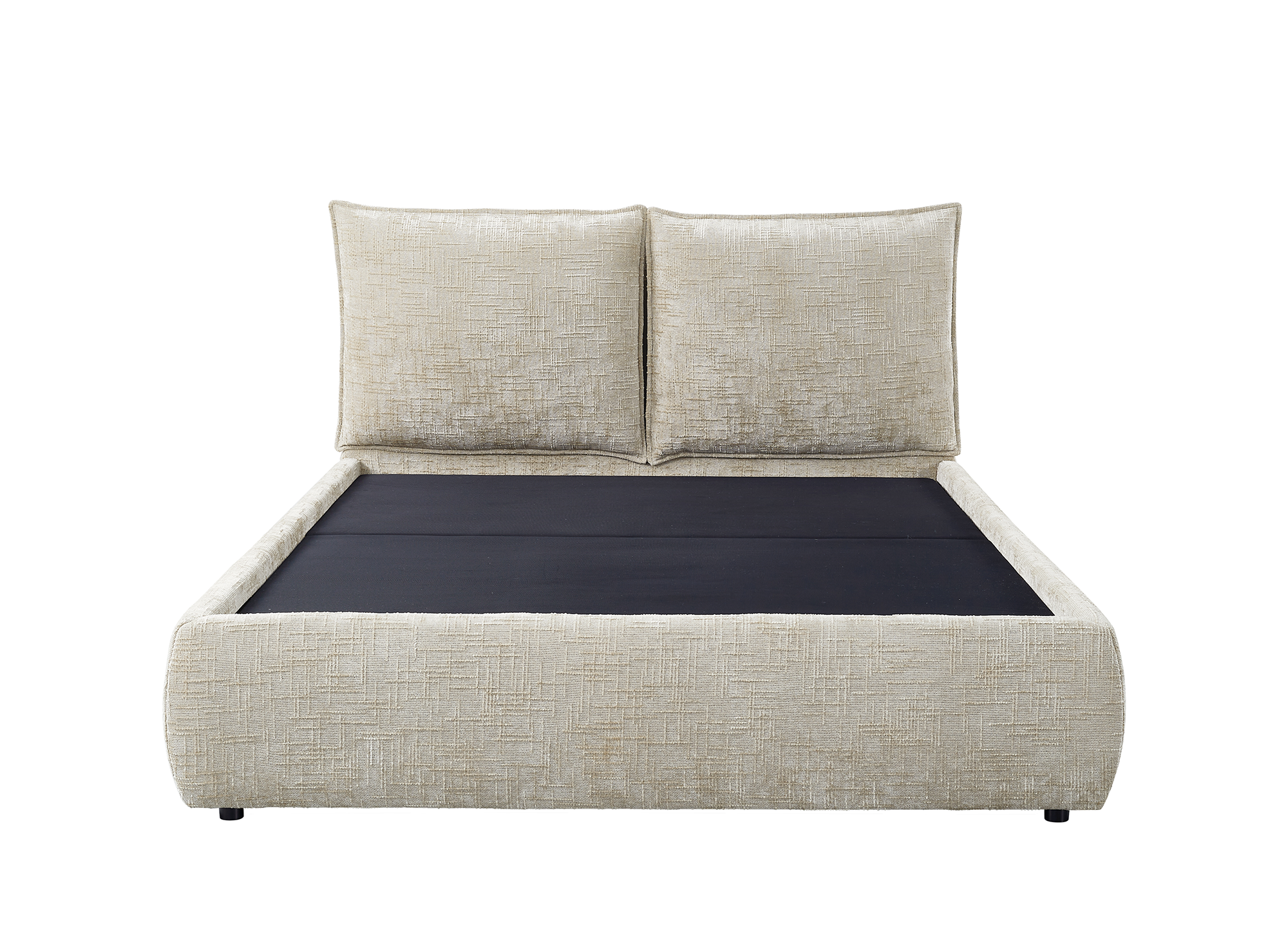 Lit coffre en velours chiné taupe 140x190 cm MELY