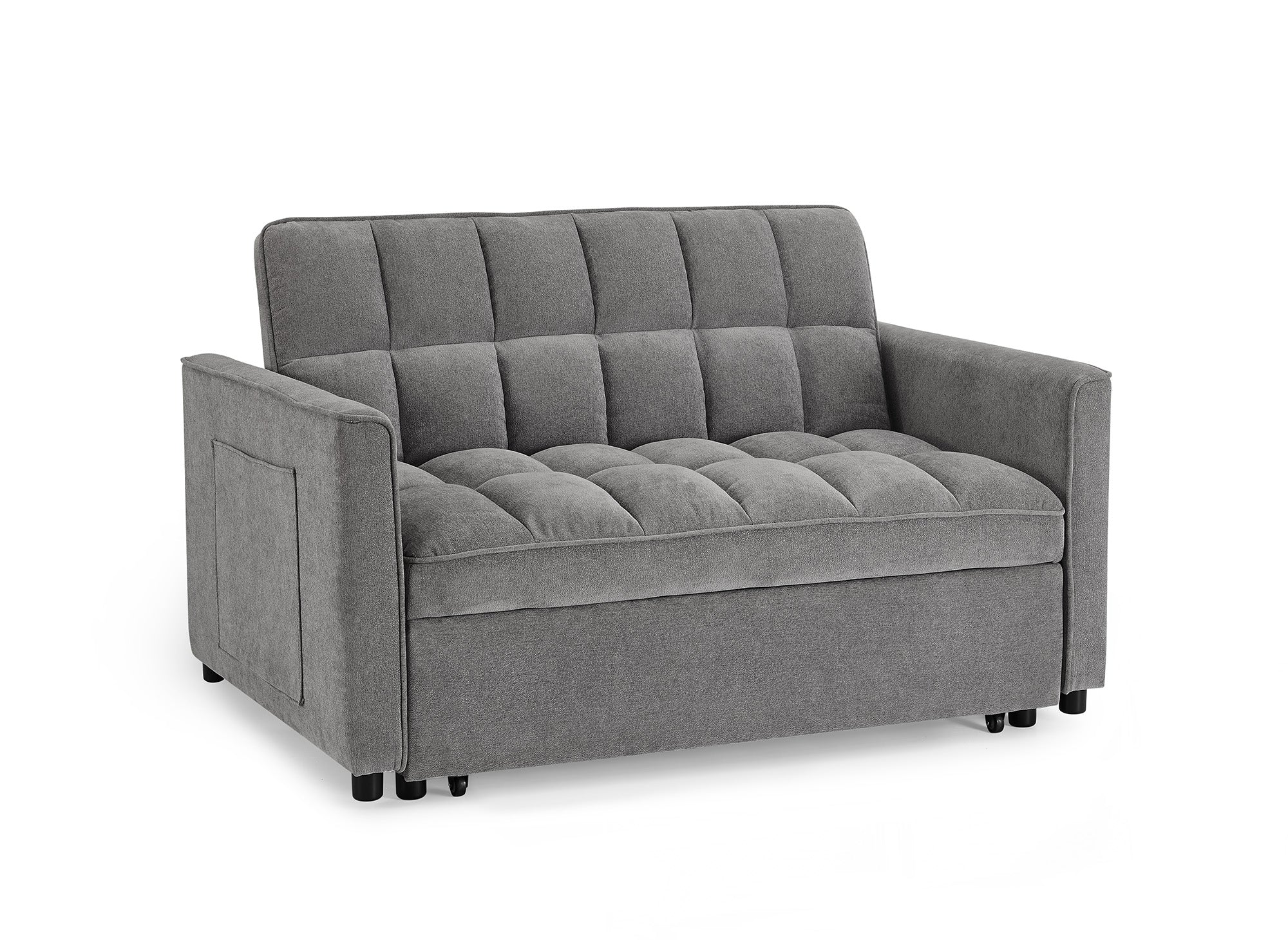 Canapé convertible 2 places en velours texturé gris JASPER