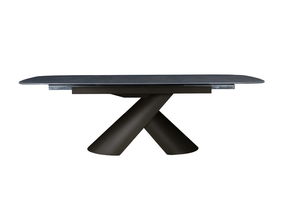 Table à manger extensible pieds métal marron plateau céramique 180-240 cm MILANO
