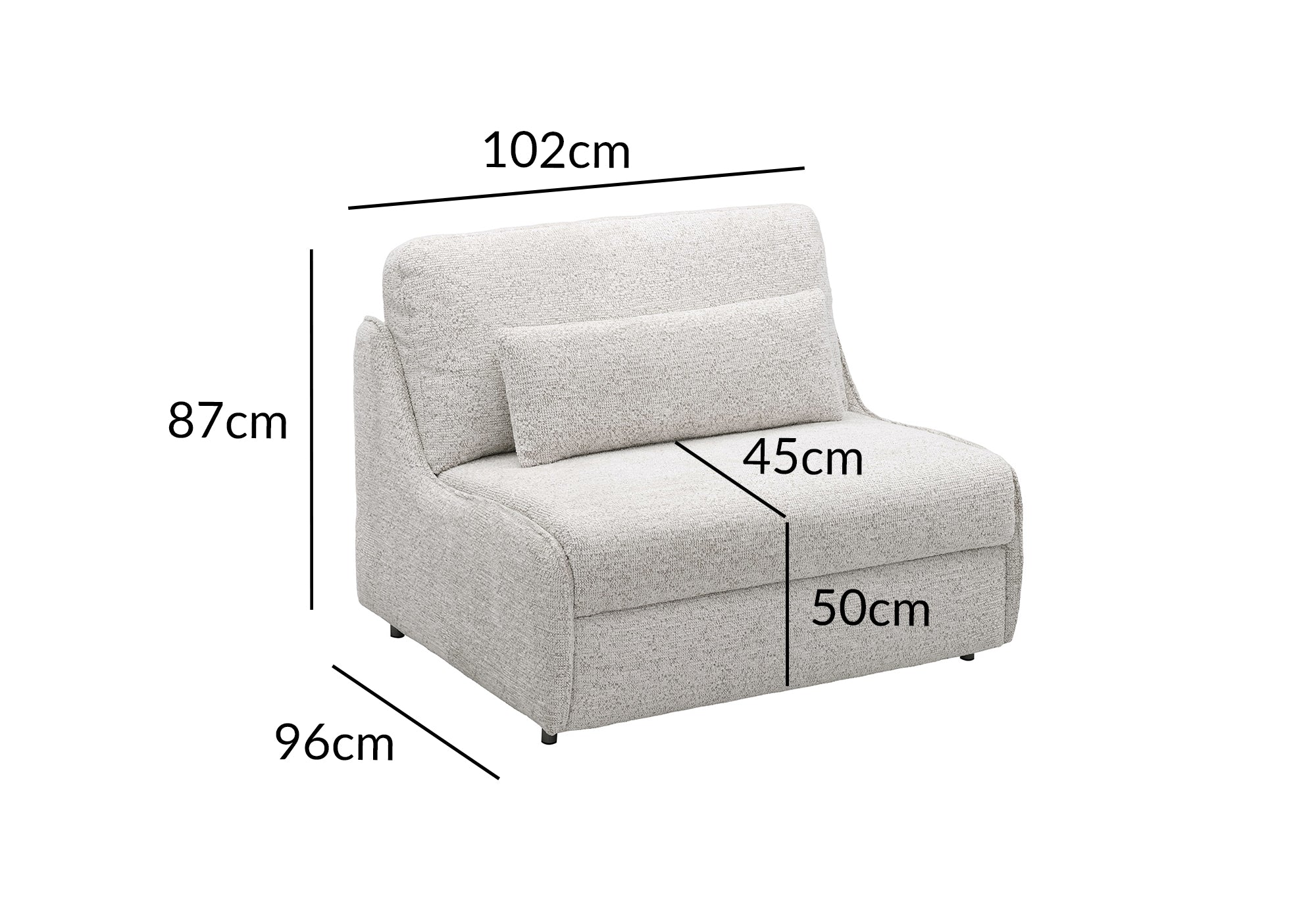 Canapé convertible express 1 place en tissu bouclette beige IMELDA