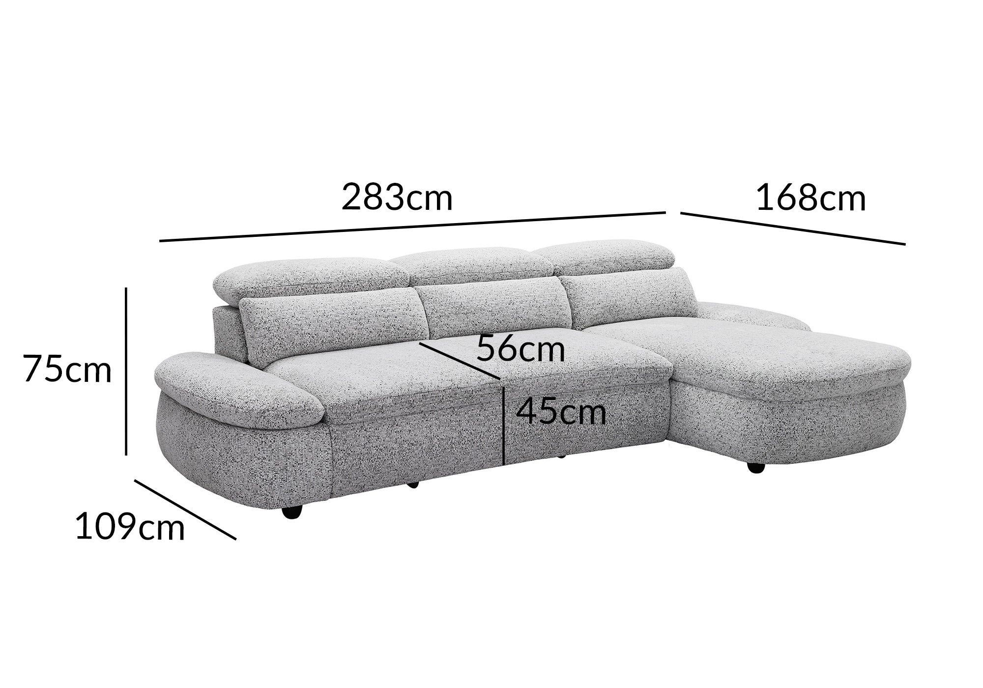 Canapé d'angle relax électrique en tissu bouclette gris CLEMENT - Angle droit