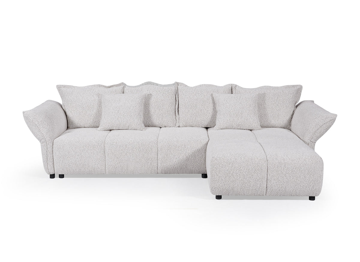 Canapé d'angle convertible réversible en velours tissé beige BELINE