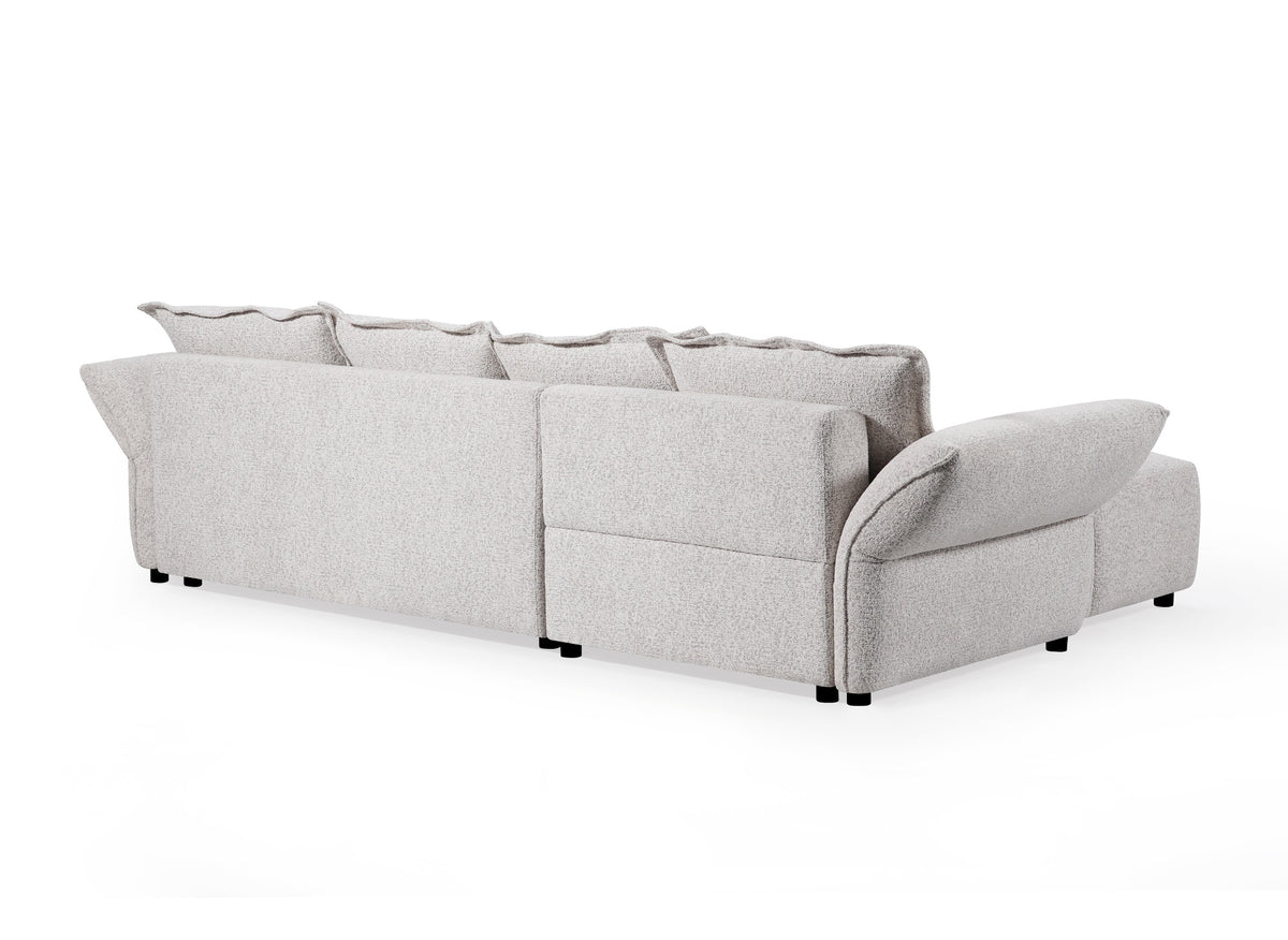 Canapé d'angle convertible réversible en velours tissé beige BELINE
