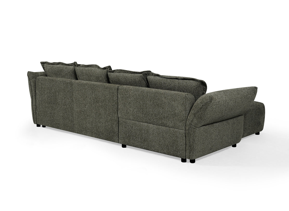 Canapé d'angle convertible réversible en velours tissé vert olive BELINE