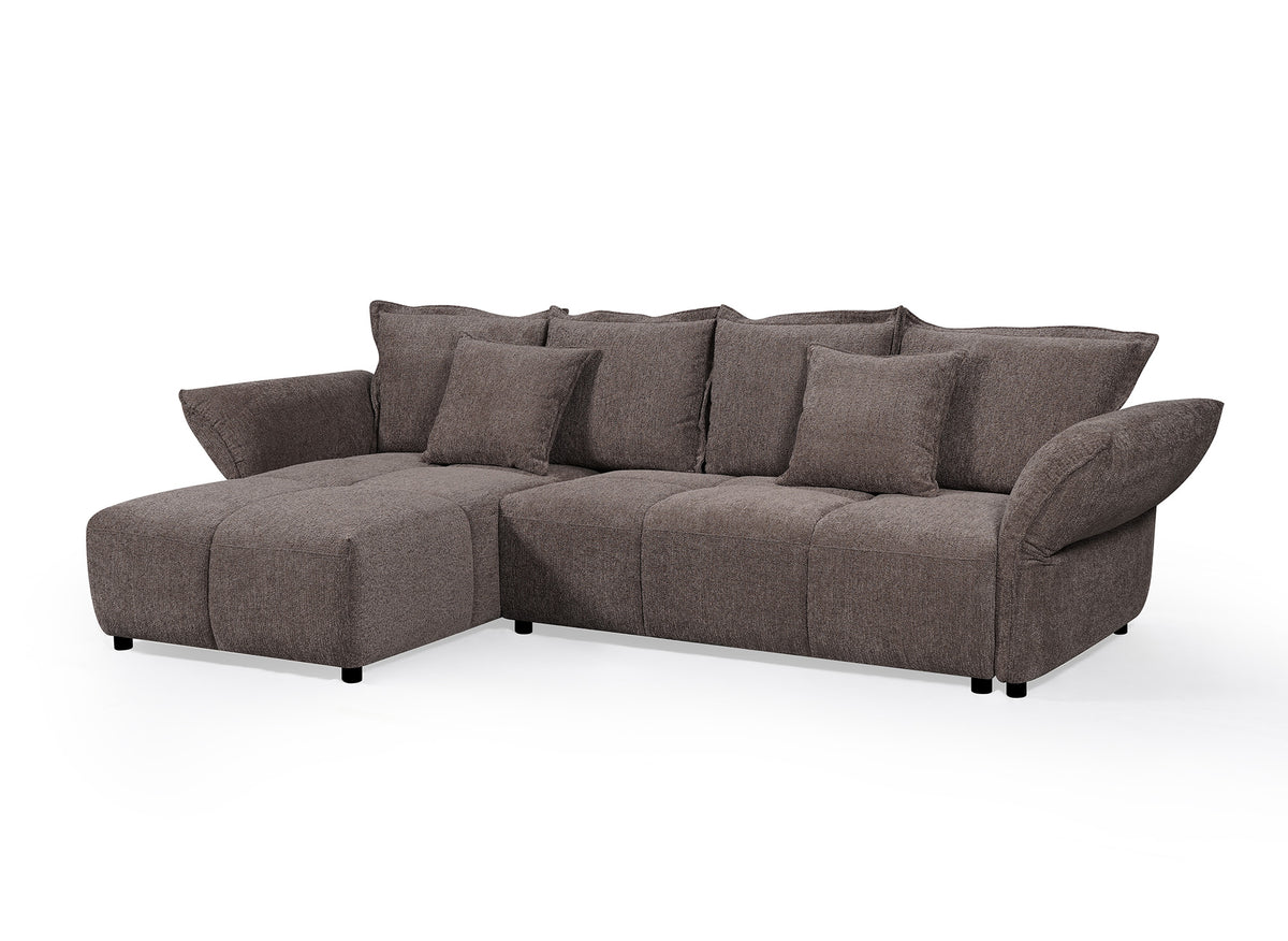 Canapé d'angle convertible réversible en velours tissé marron BELINE