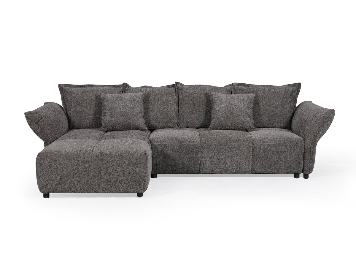 Canapé d'angle convertible réversible en velours tissé gris BELINE