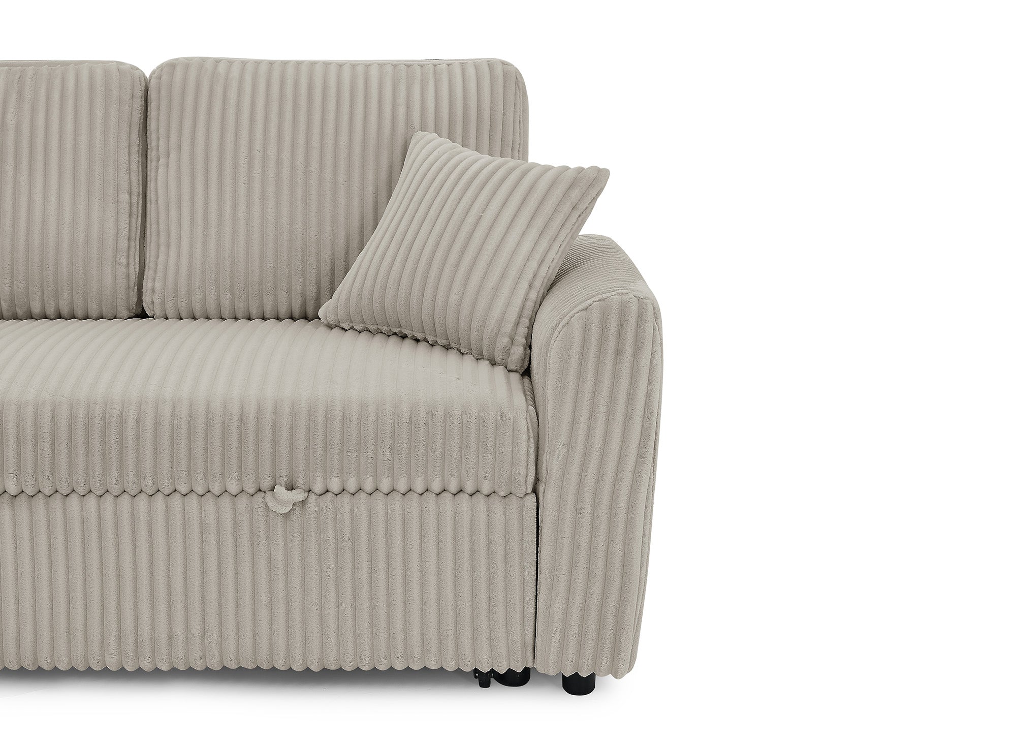 Canapé panoramique convertible avec coffres en velours côtelé épais taupe ADRYEN