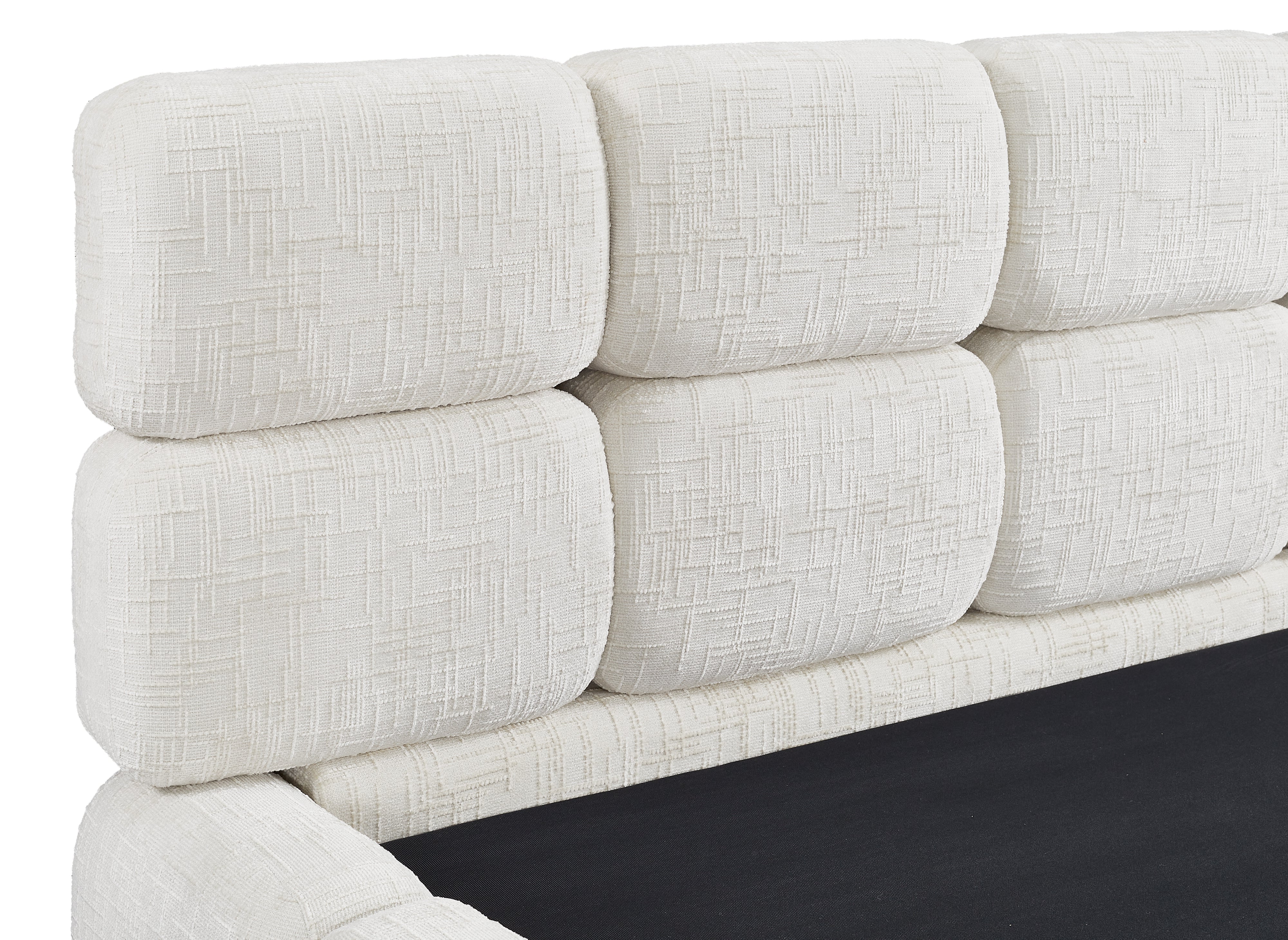 Lit coffre en velours chiné beige 140x190 cm BUBBLE