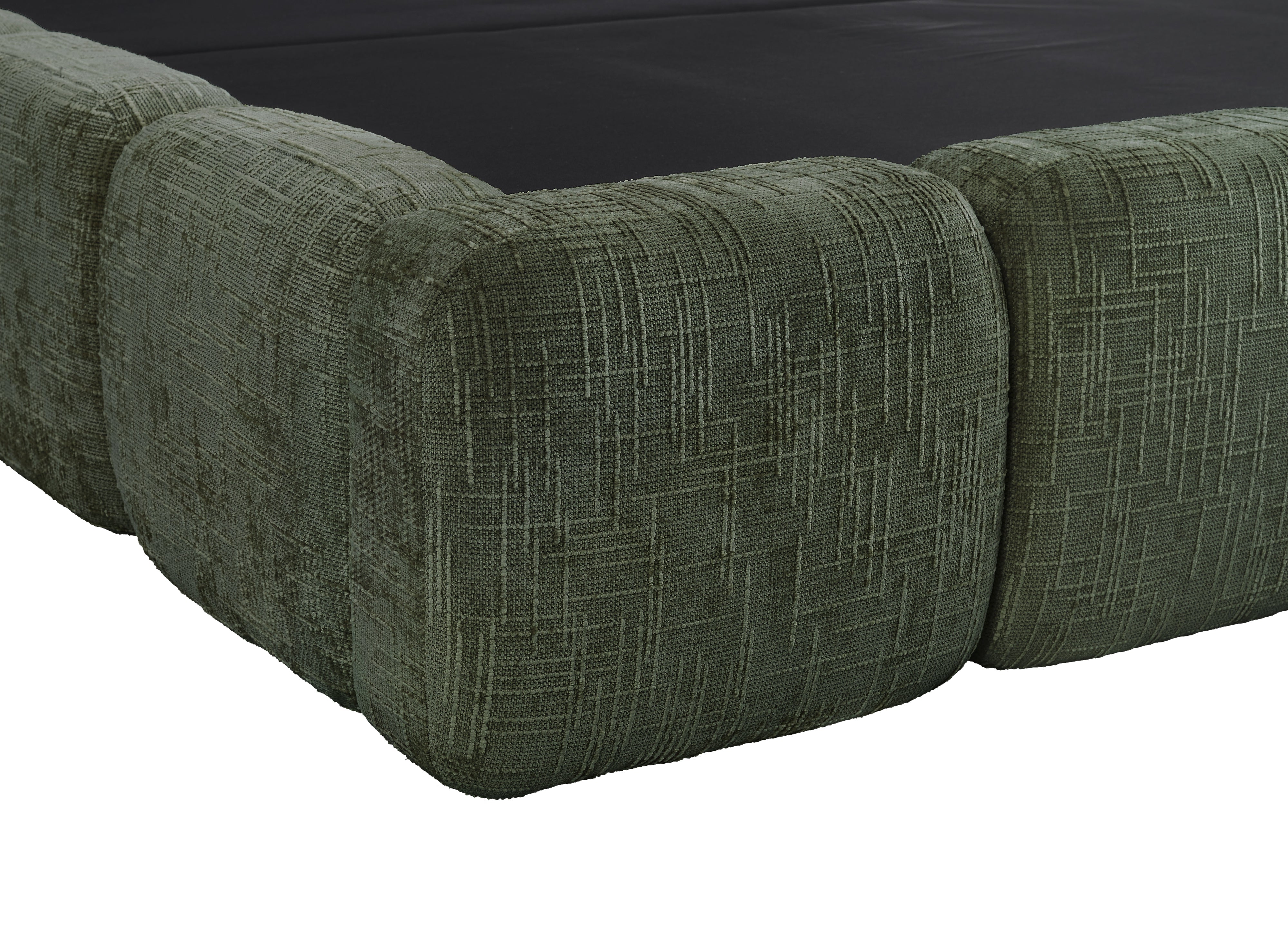 Lit coffre en velours chiné vert olive 140x190 cm BUBBLE