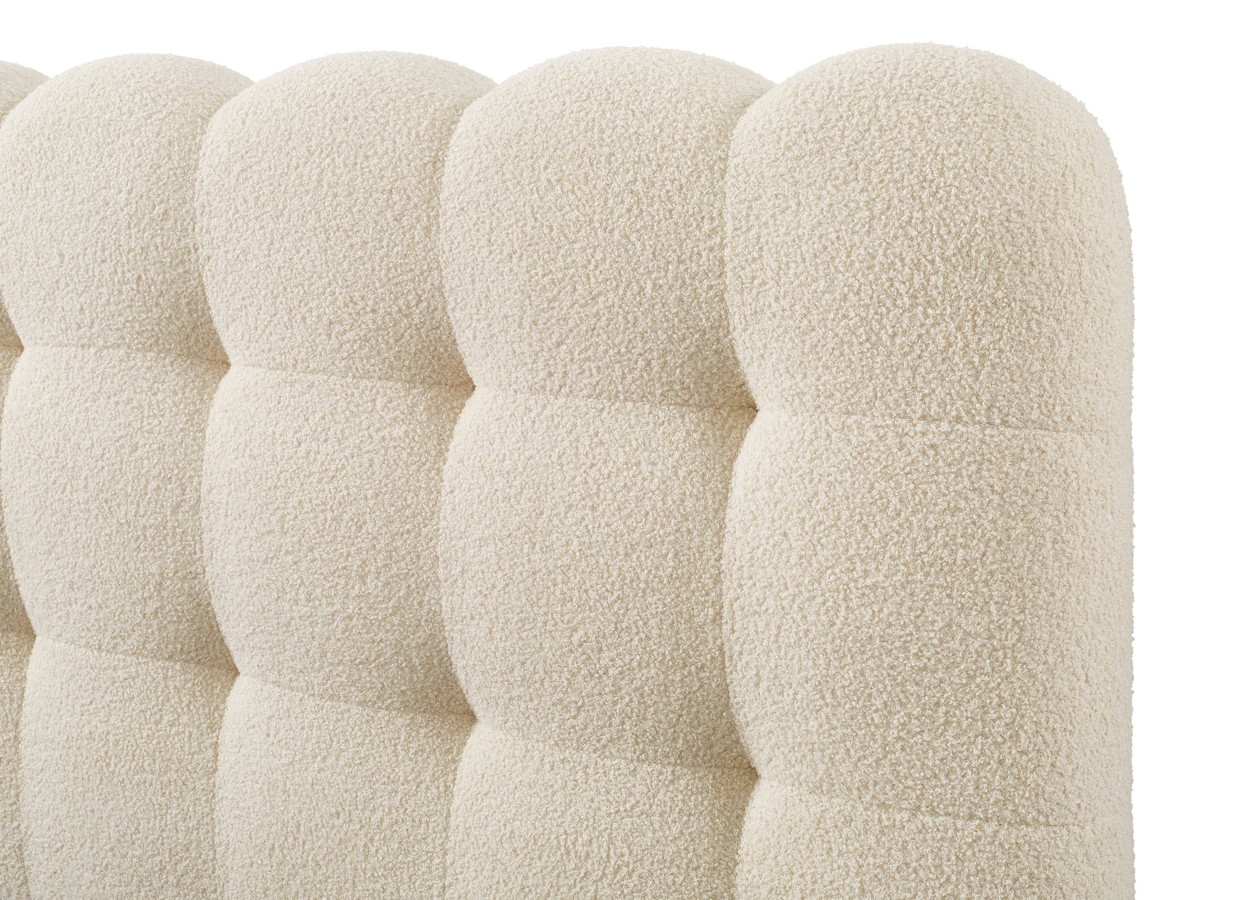 Lit coffre en tissu bouclette beige 140x190 cm BISCUIT