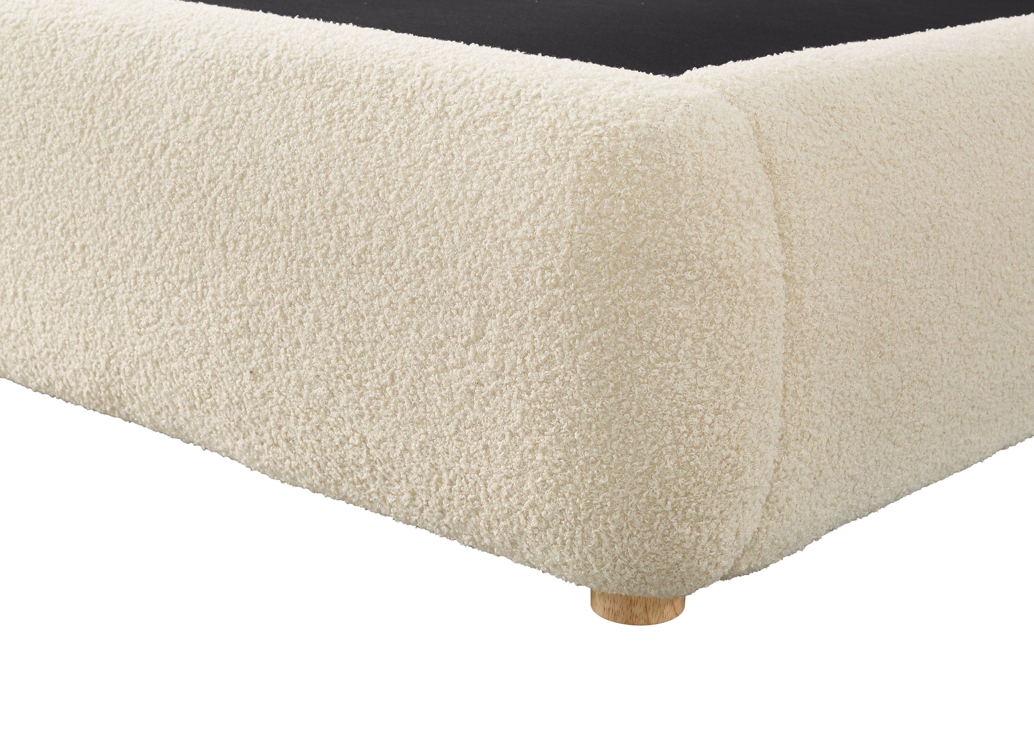 Lit coffre en tissu bouclette beige 160x200 cm BISCUIT