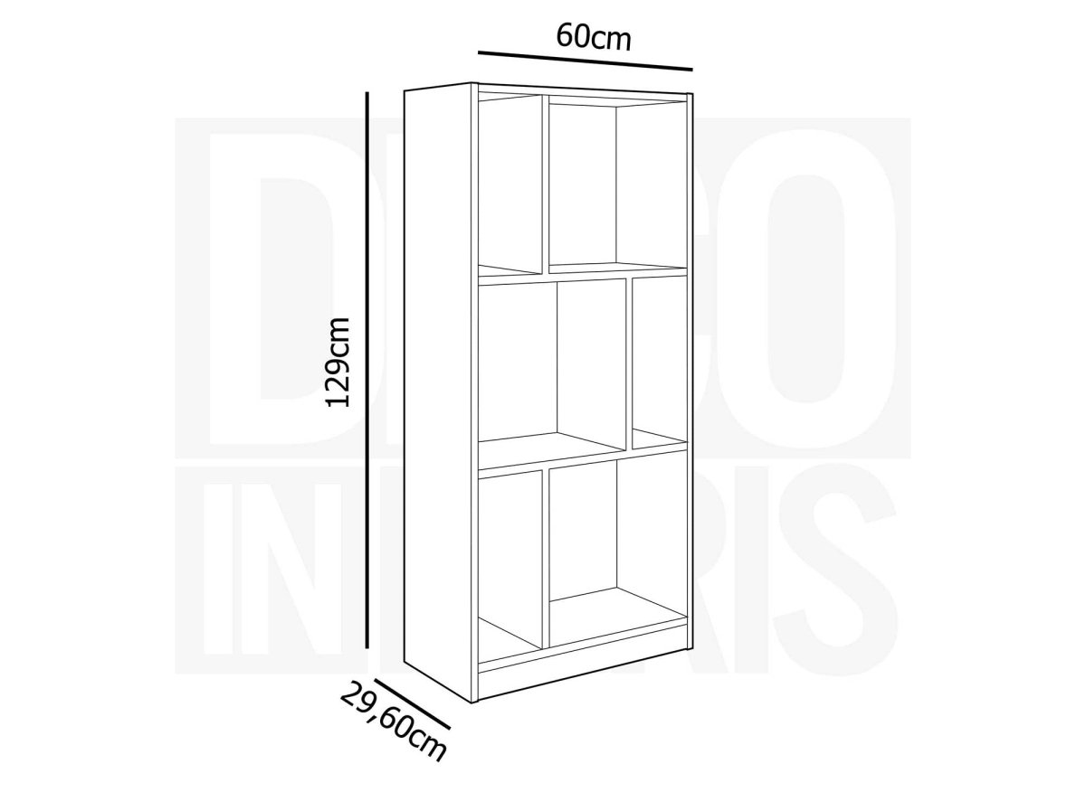 Bibliothèque design en bois noir et chêne 6 niches OFELIA - DécoInParis