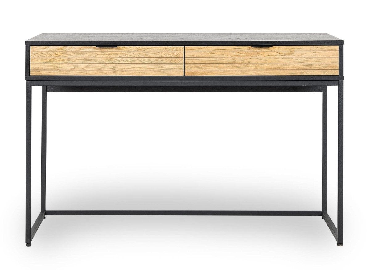 Bureau 2 tiroirs en bois clair et métal noir TISSIA - DécoInParis
