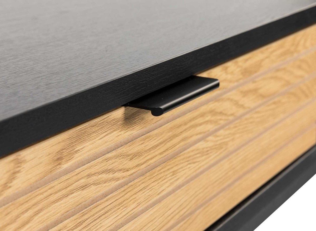 Bureau 2 tiroirs en bois clair et métal noir TISSIA - DécoInParis