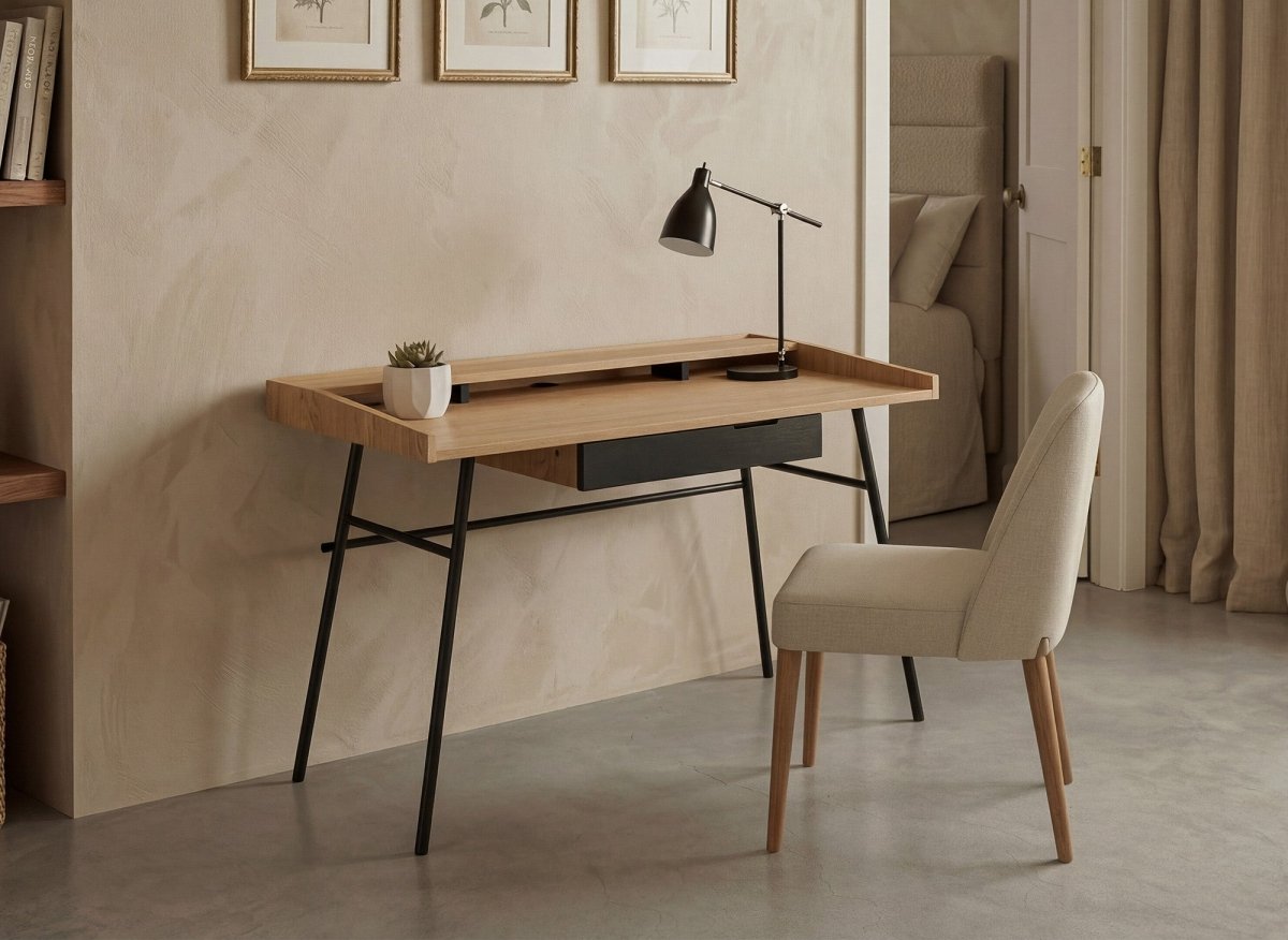 Bureau industriel 1 tiroir 1 étagère en bois et métal GASPARD - DécoInParis
