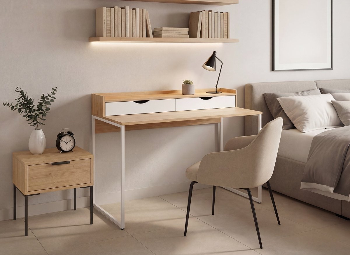 Bureau scandinave avec rangements en bois et métal NORBERT - DécoInParis