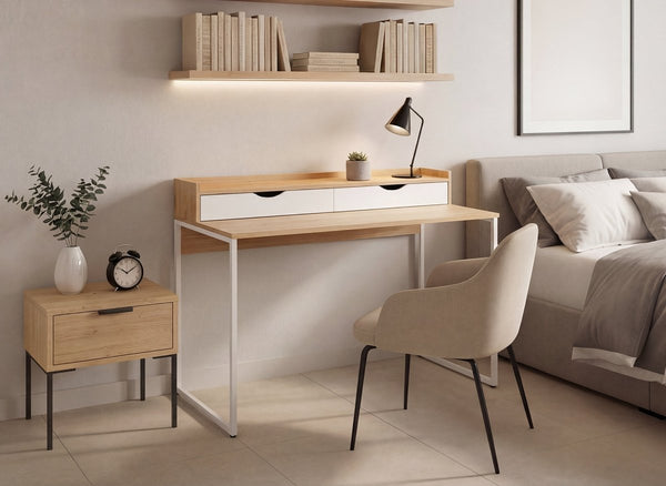 Bureau scandinave avec rangements en bois et métal NORBERT - DécoInParis