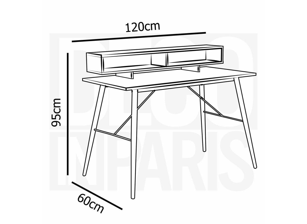 Bureau style industriel avec niches en bois et métal noir MARLINE - DécoInParis
