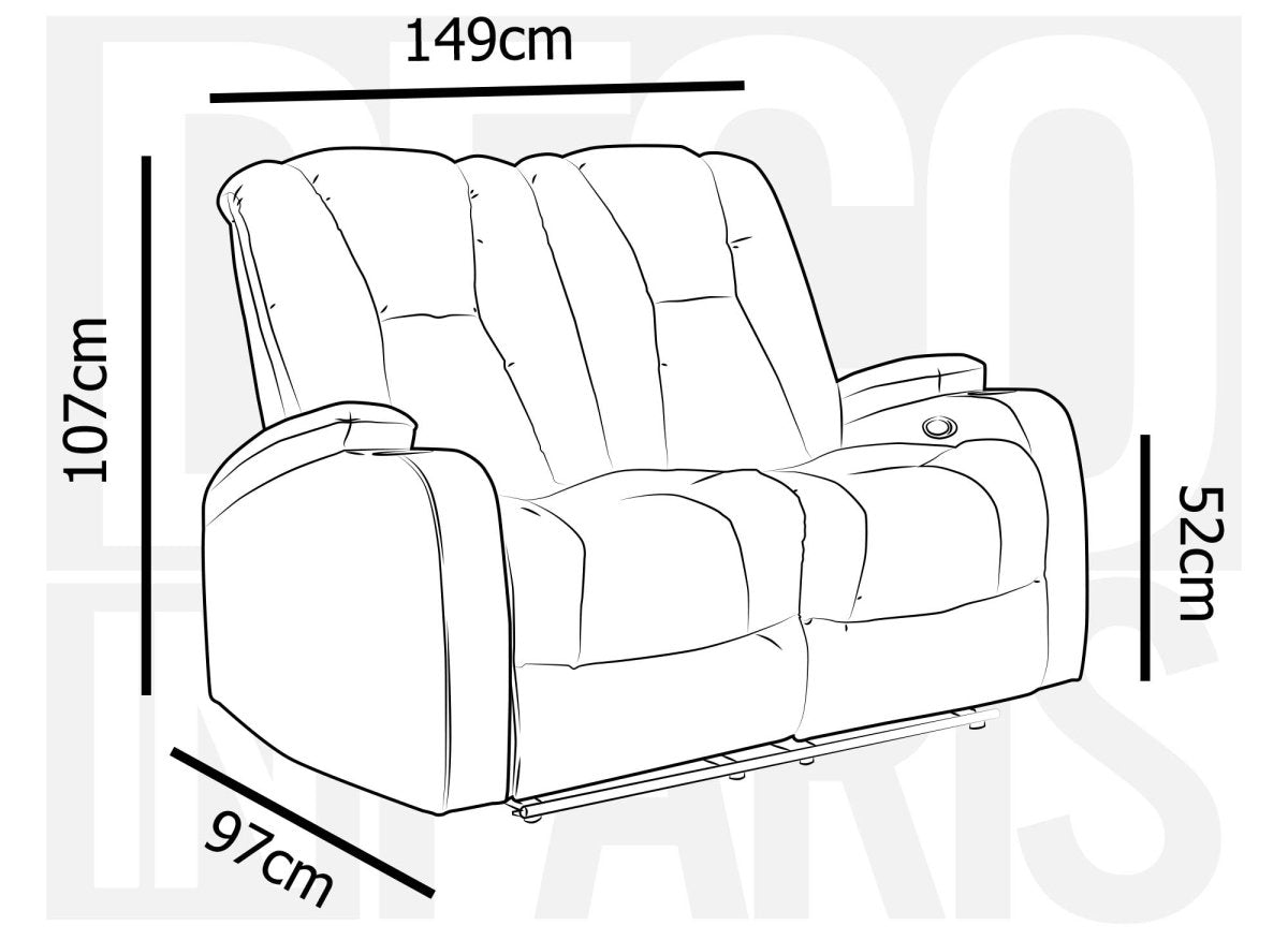 Canapé 2 places relax électrique en tissu microfibre gris EL CLARENCE - DécoInParis