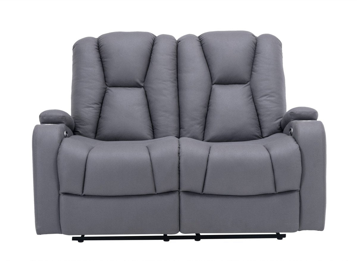 Canapé 2 places relax électrique en tissu microfibre gris EL CLARENCE - DécoInParis