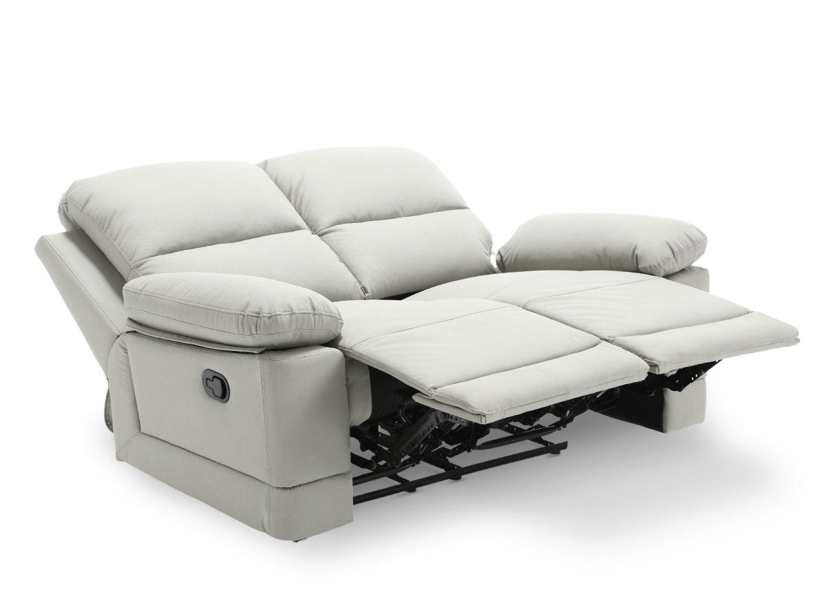 Canapé 2 places relax manuel en simili cuir gris clair DANY - DécoInParis