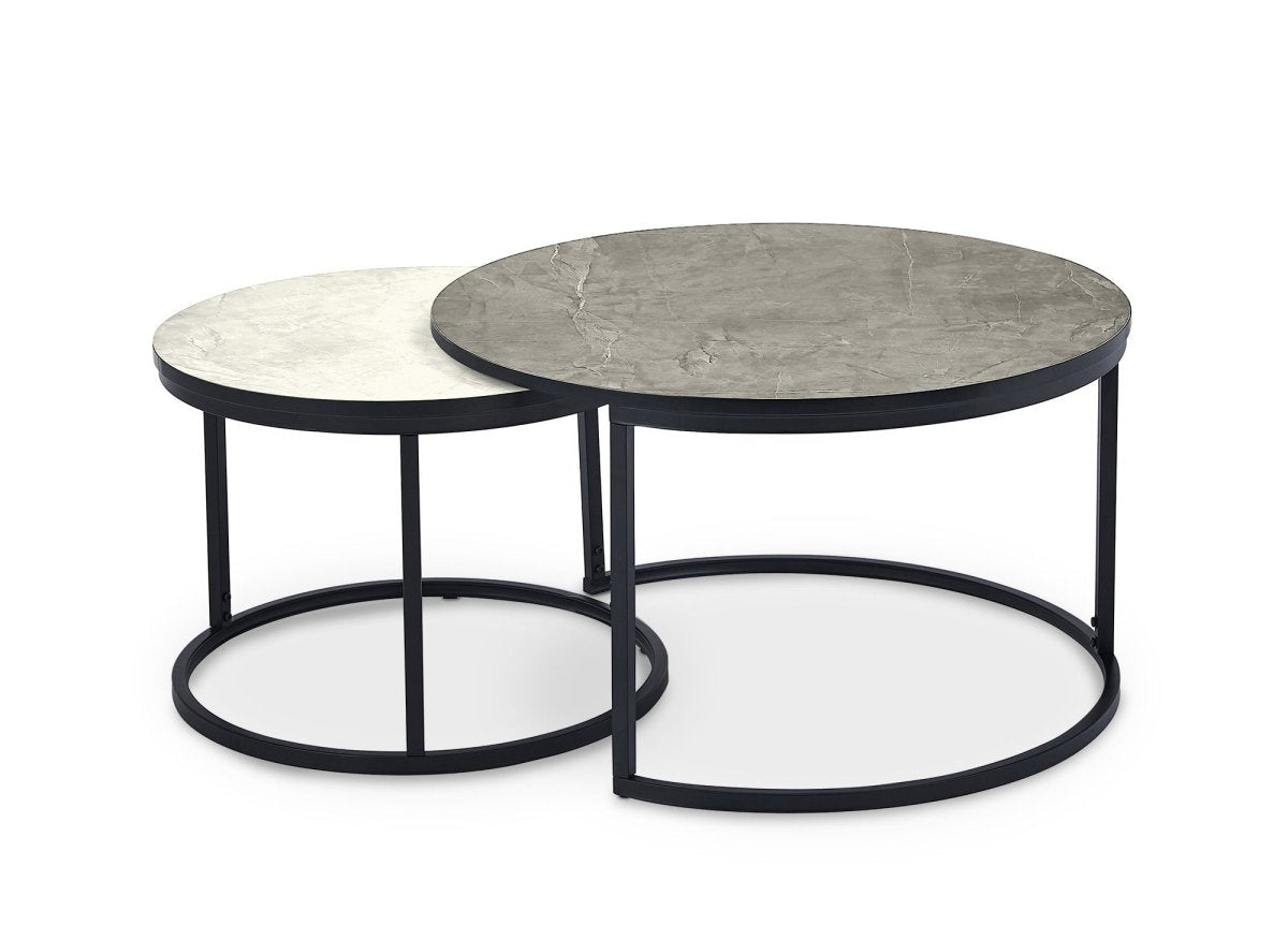 Canapé 3 places beige EZRA + Lot de 2 tables basses DORINE - DécoInParis