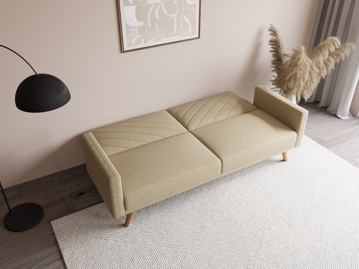 Canapé 3 places convertible scandinave en tissu beige BALDER - DécoInParis