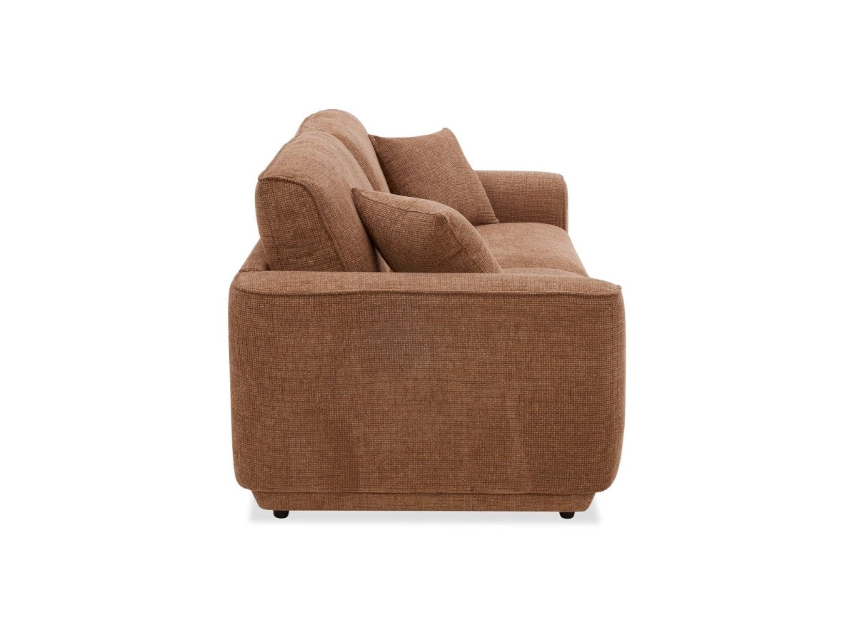 Canapé 3 places en velours chiné terracotta CARLOTA - DécoInParis