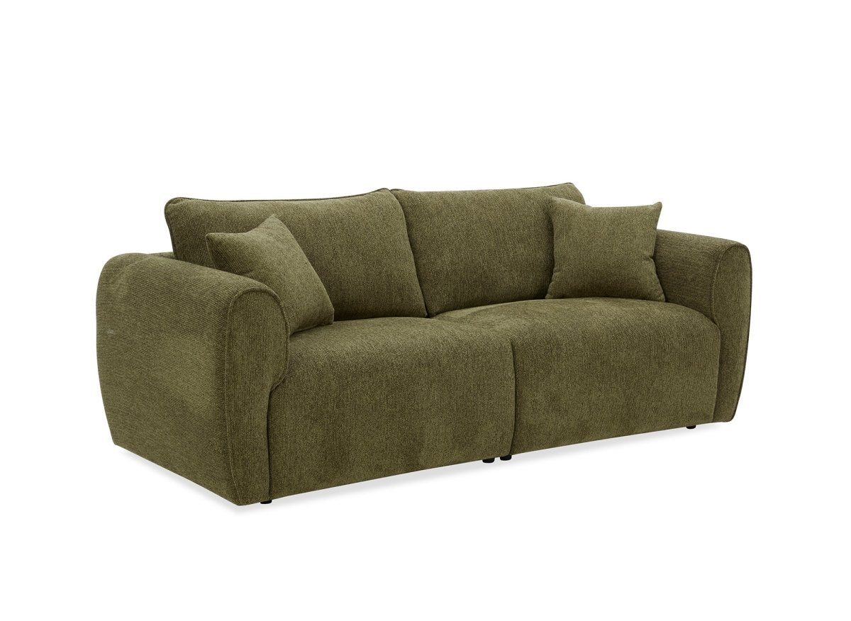 Canapé 3 places en velours texturé vert olive NALYA - DécoInParis