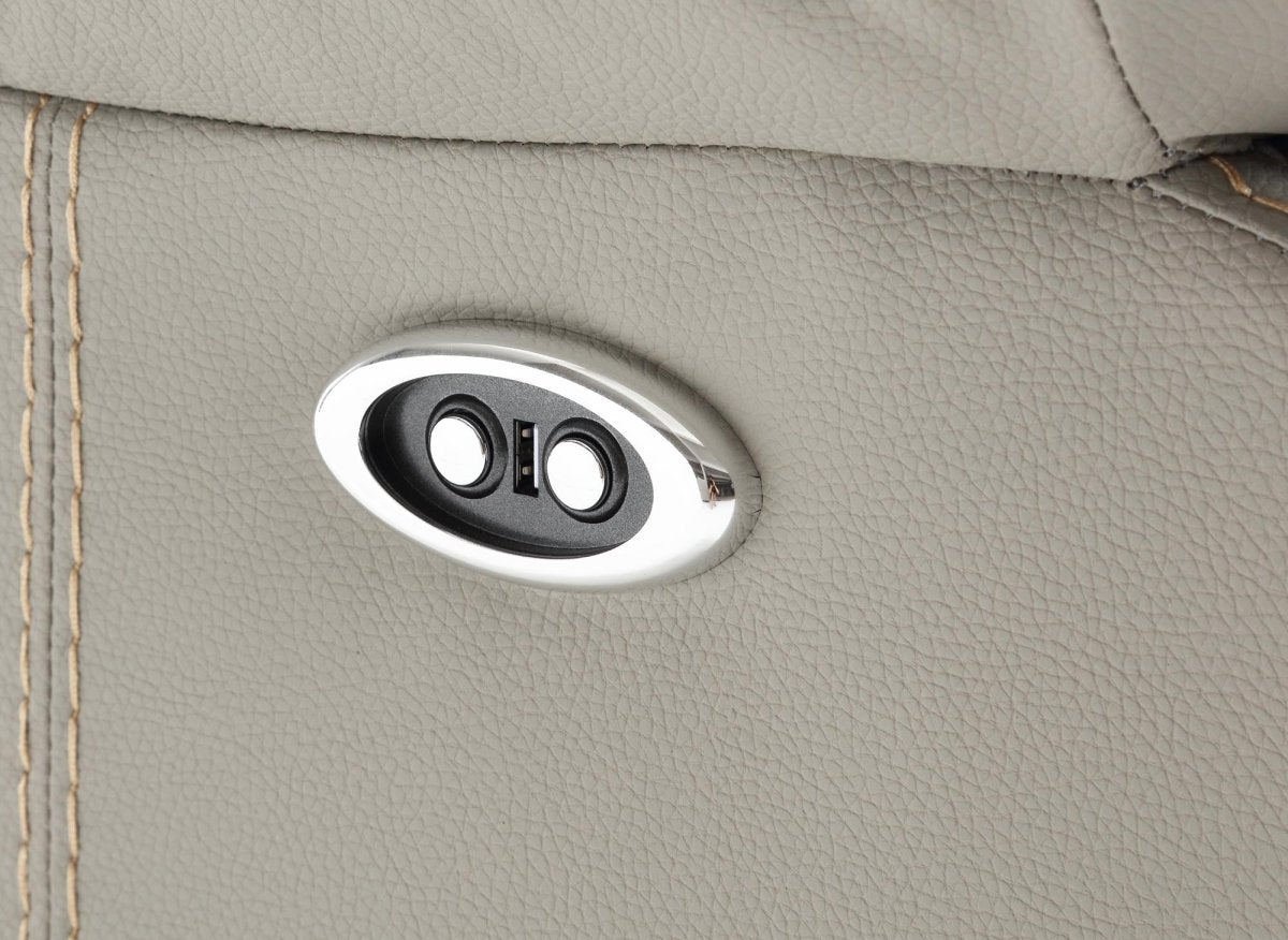 Canapé 3 places relax électrique en simili cuir gris clair ELISE - DécoInParis