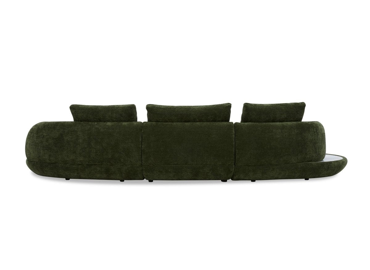 Canapé 4 places en velours tissé vert olive DARIUS - DécoInParis