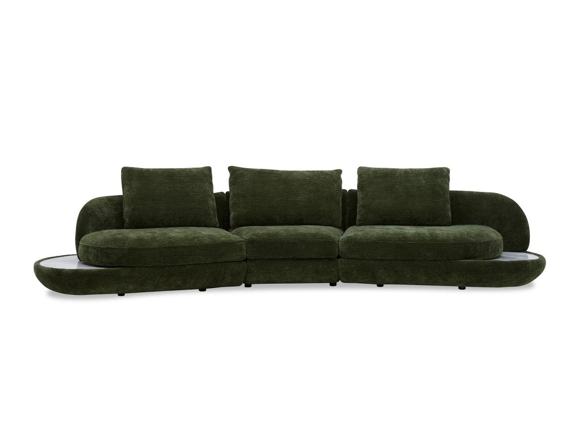 Canapé 4 places en velours tissé vert olive DARIUS - DécoInParis