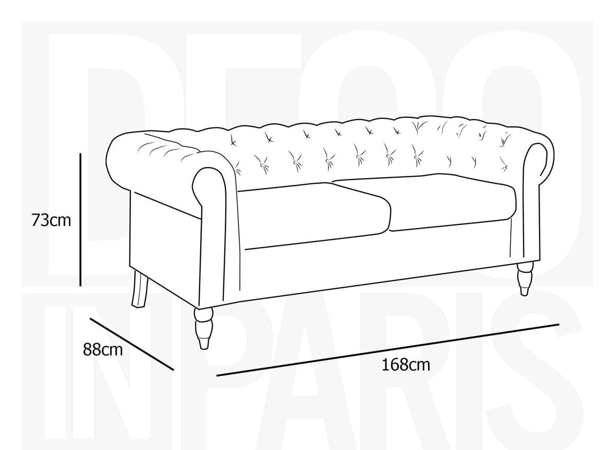 Canapé Chesterfield 2 places en velours beige WINSTON - DécoInParis