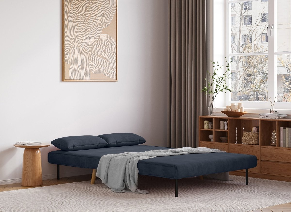 Canapé clic clac 2 places en velours gris foncé TONKA - DécoInParis