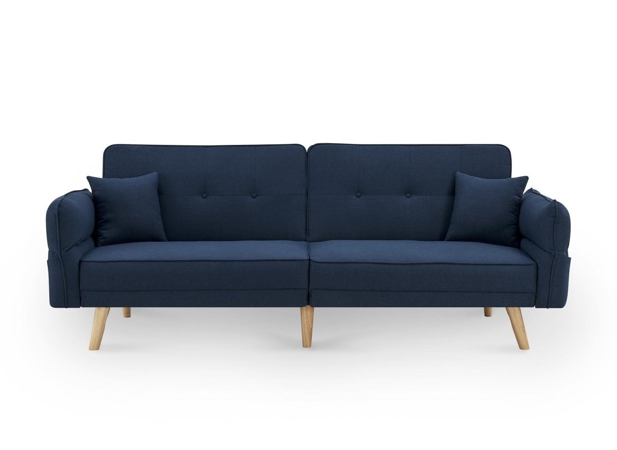 Canapé clic clac 3 places en tissu bleu CHILI - DécoInParis